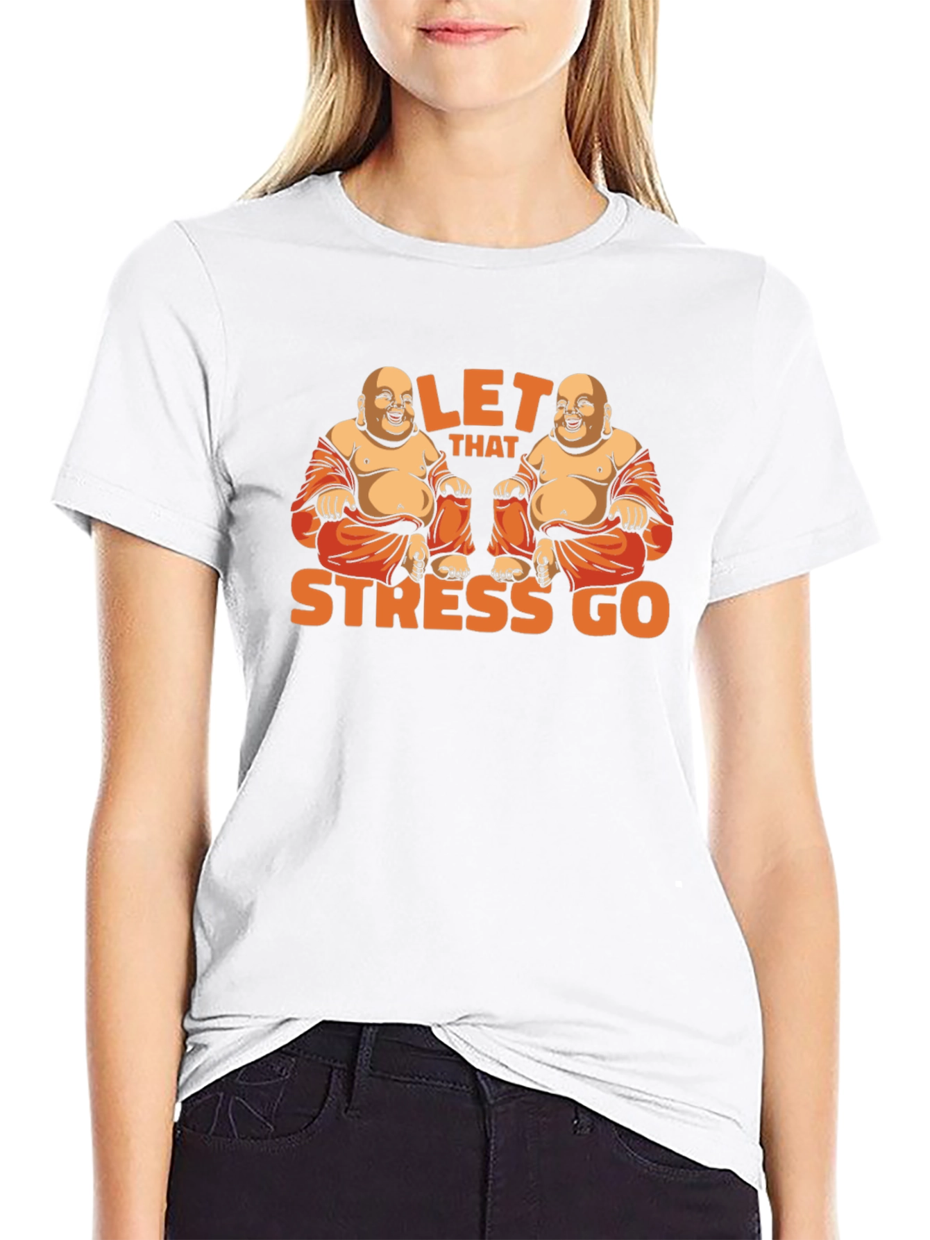 Let That Stress Go Buddha Graphic T-Shirt