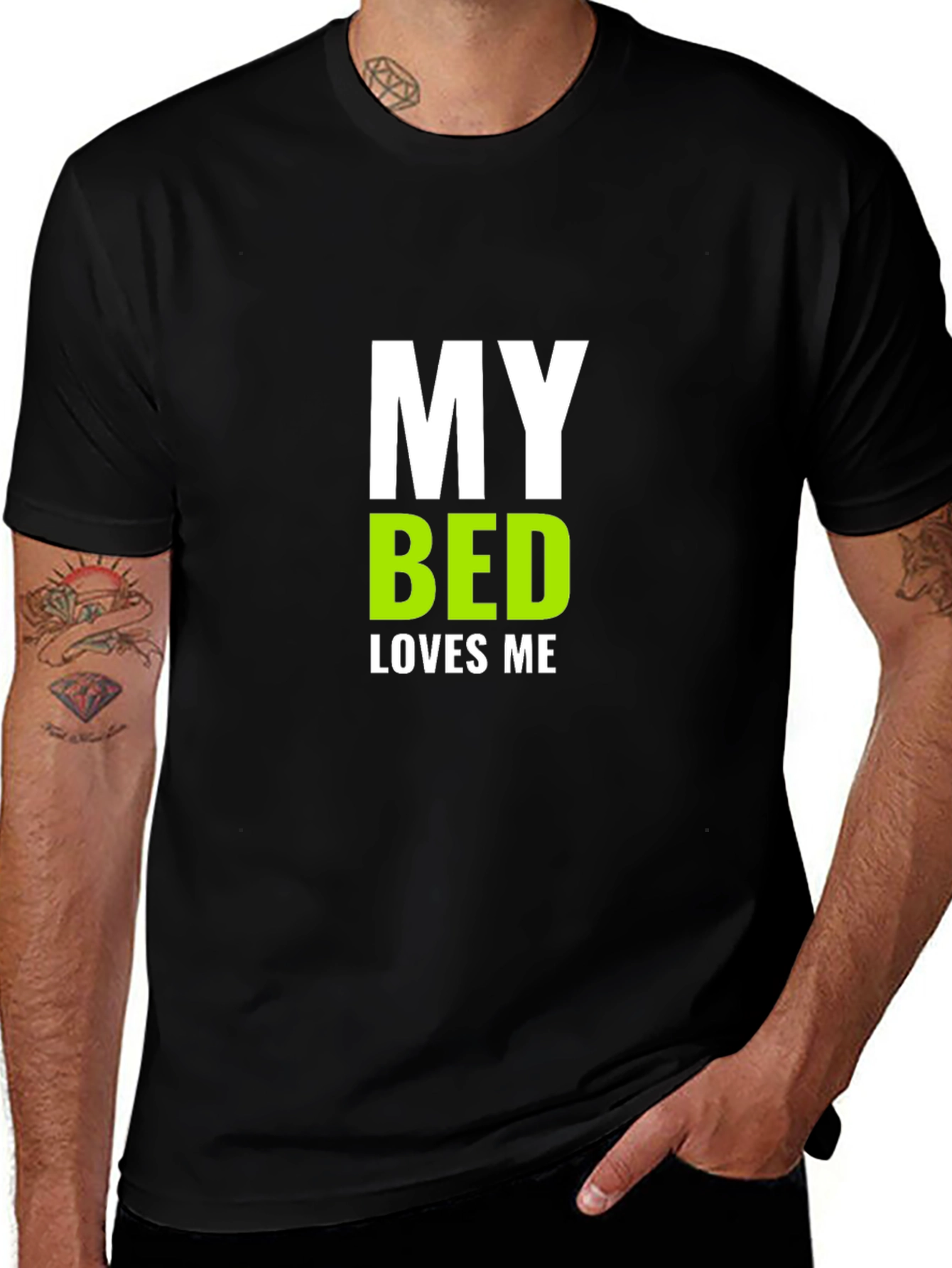 My Bed Loves Me Graphic T-Shirt - Black