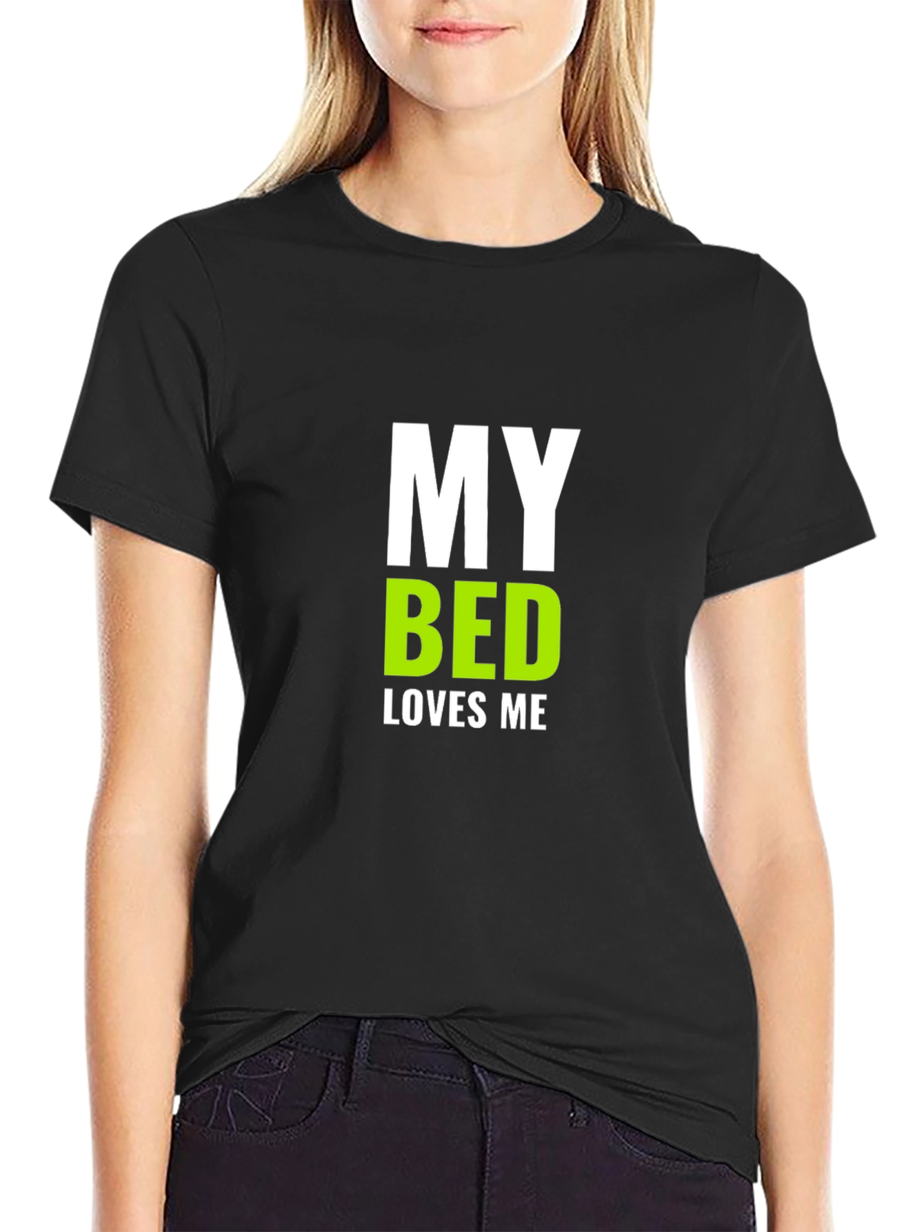 My Bed Loves Me Graphic T-Shirt - Black