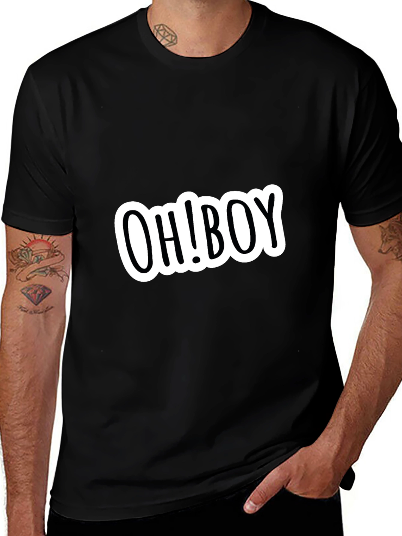OH! BOY Graphic Black Tee - Casual Style