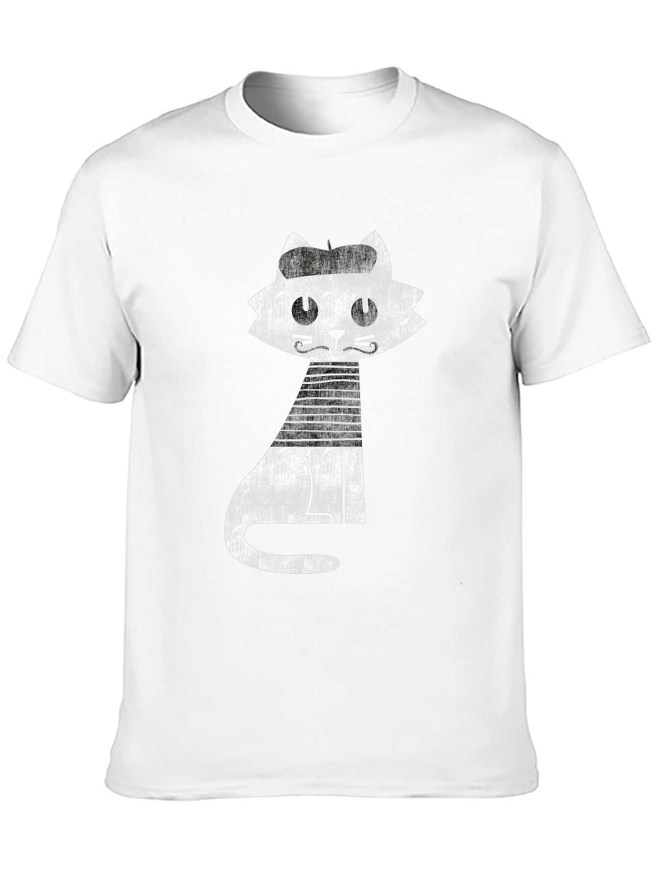 Retro Cat Graphic Tee - Cool Black Cotton T-Shirt
