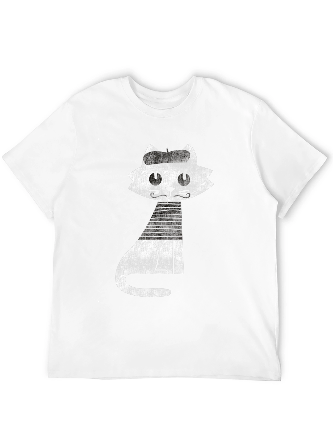 Retro Cat Graphic Tee - Cool Black Cotton T-Shirt