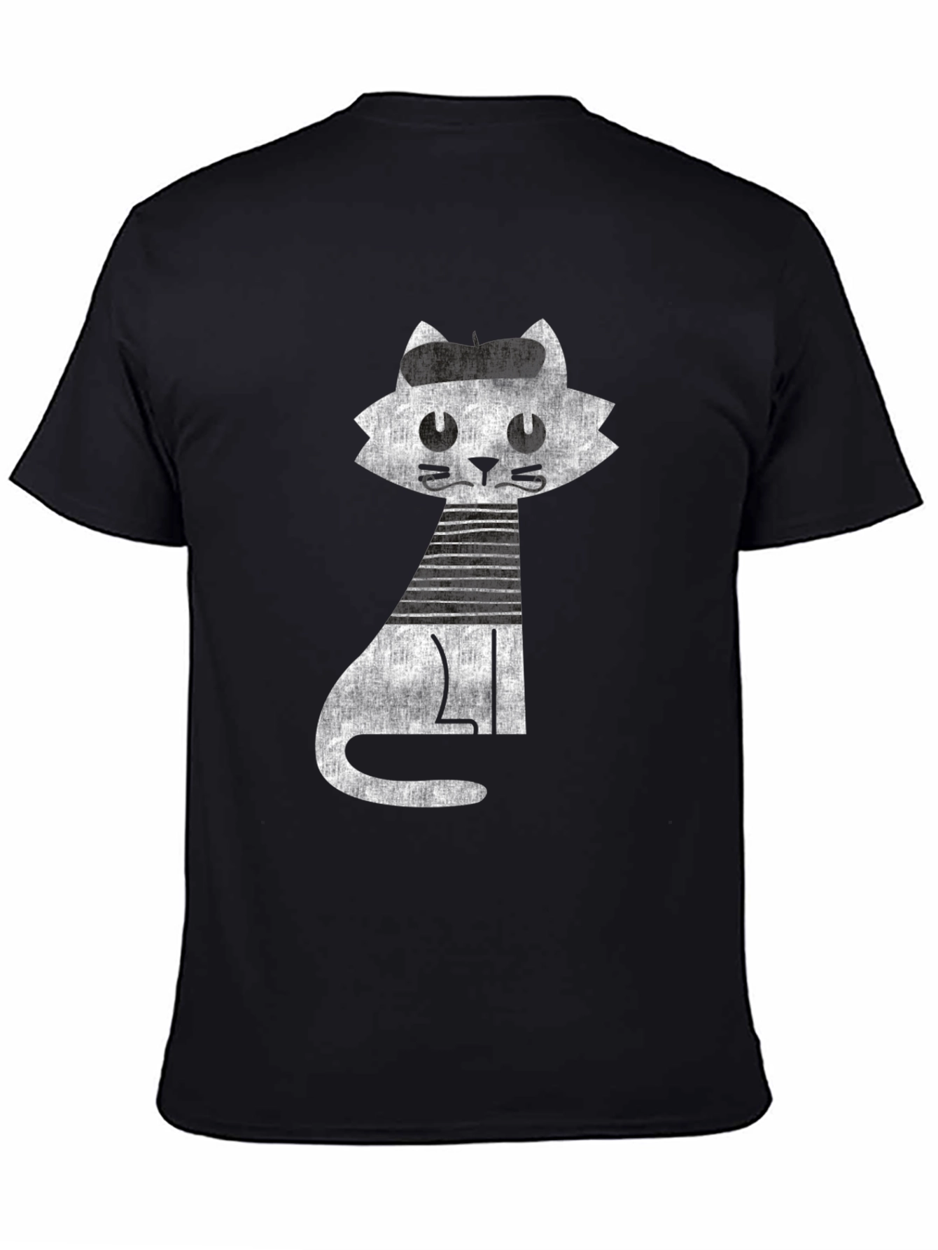 Retro Cat Graphic Tee - Cool Black Cotton T-Shirt