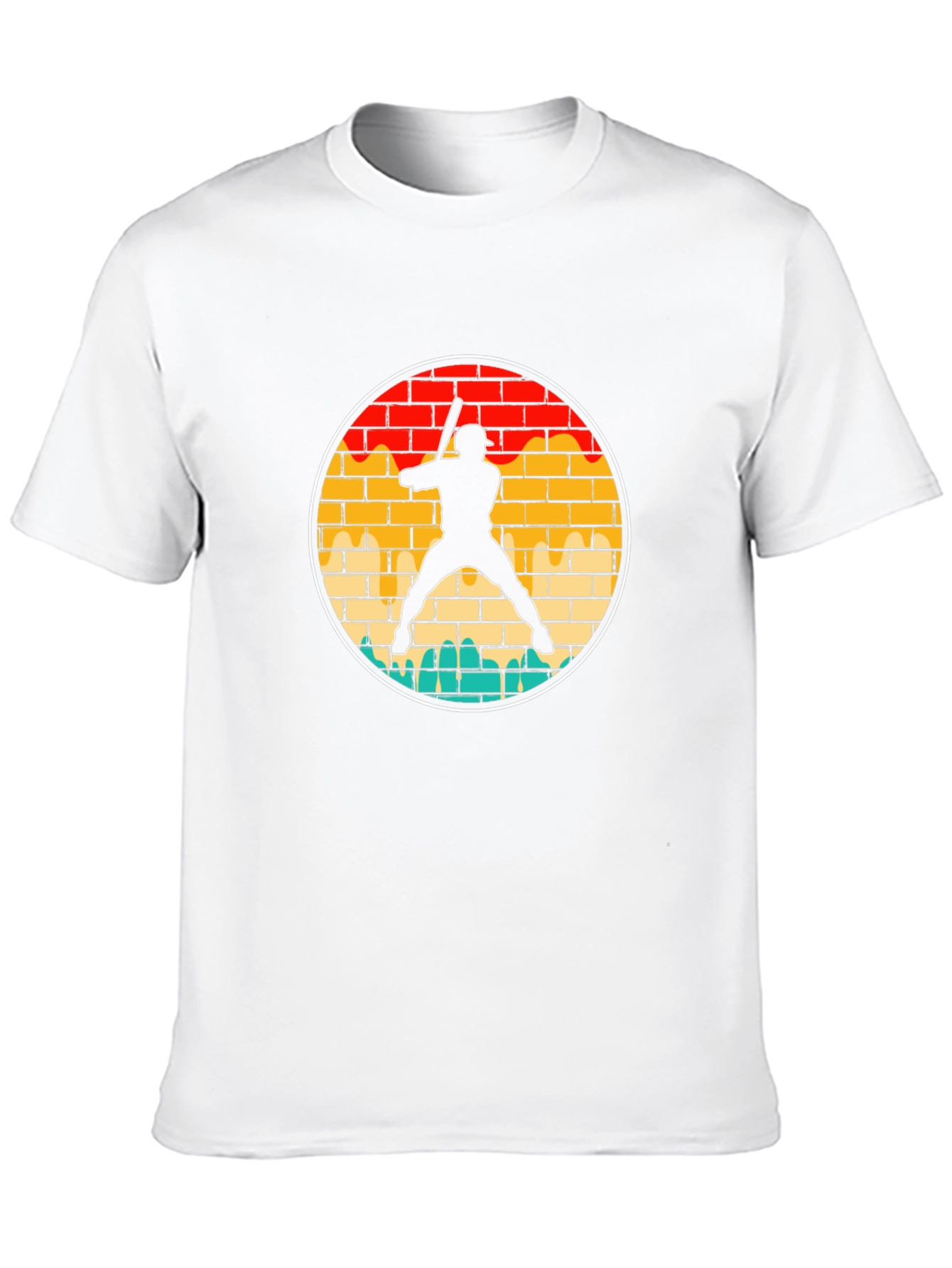 Retro Baseball Player Silhouette Graphic Tee