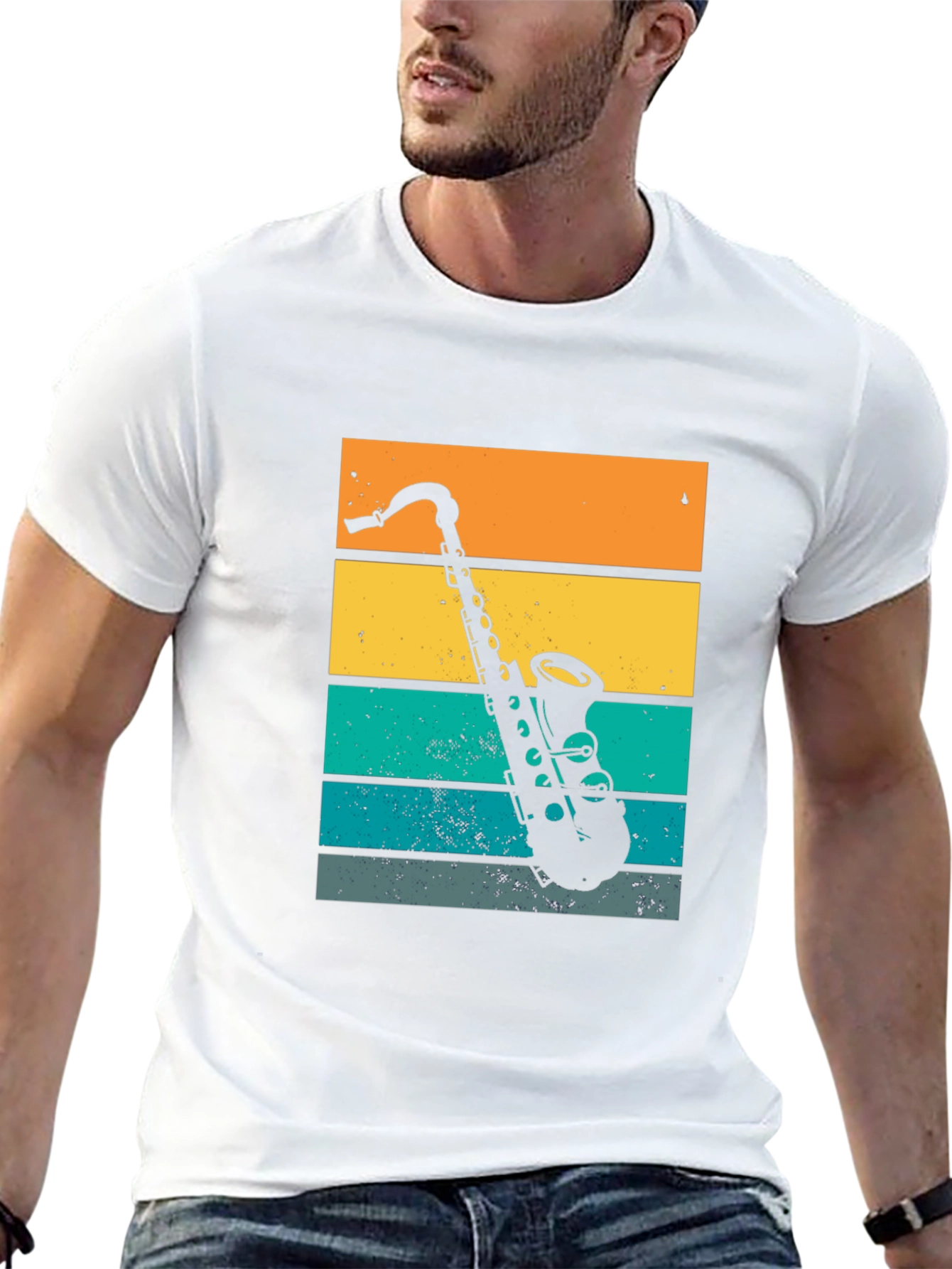 Retro Saxophone Graphic T-Shirt