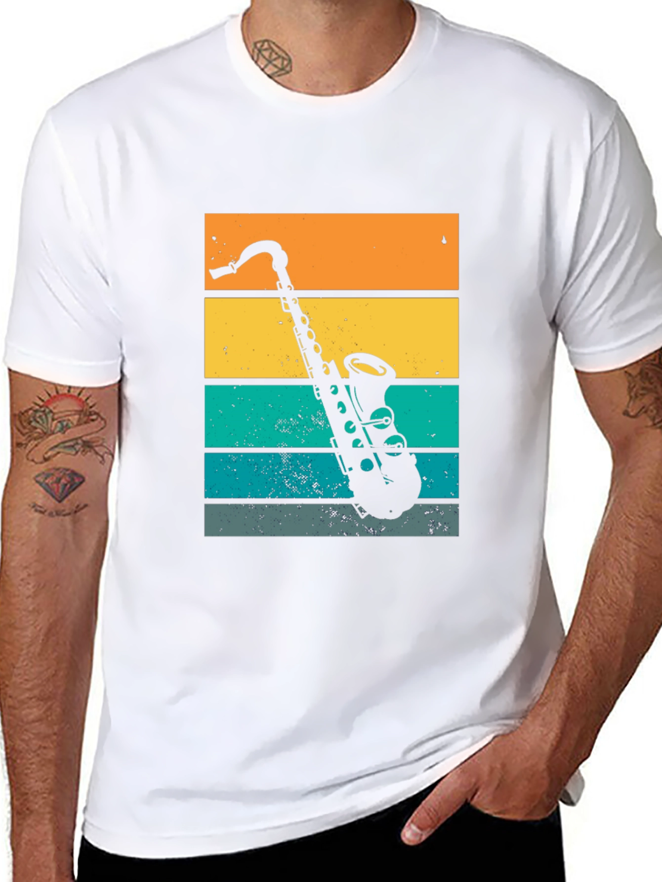 Retro Saxophone Graphic T-Shirt