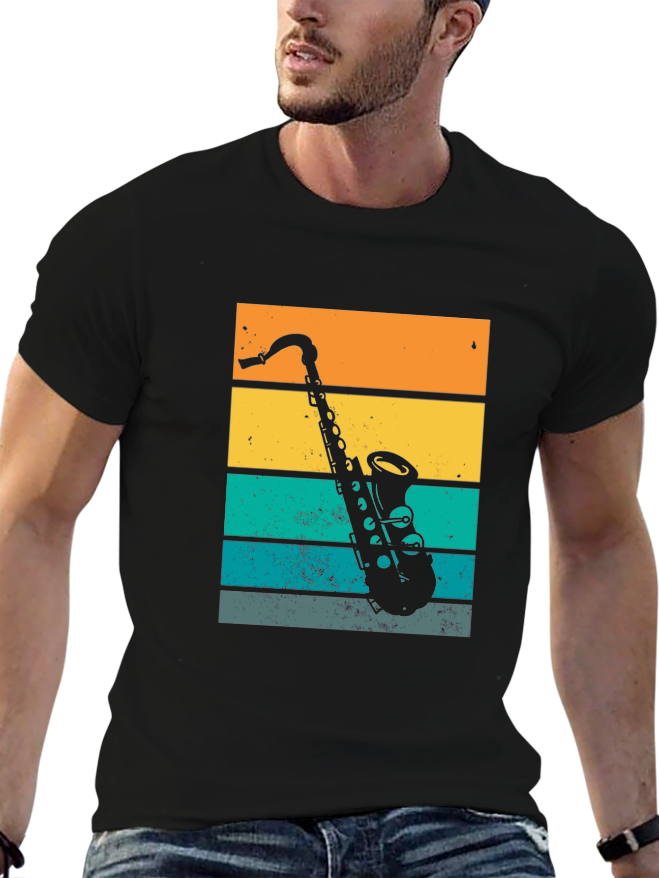 Retro Saxophone Graphic T-Shirt