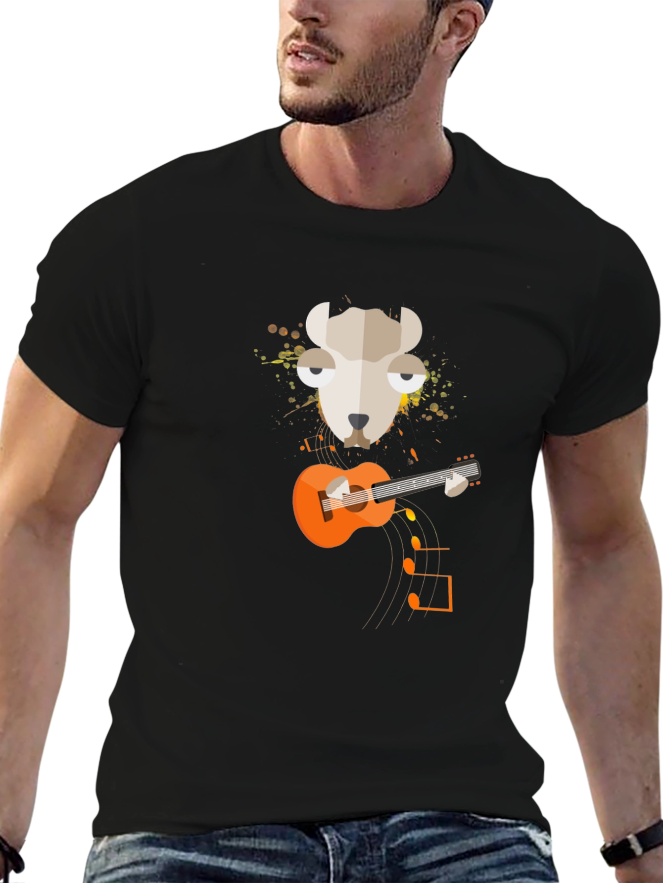 Llama Guitar Graphic Tee - Quirky Musician T-Shirt
