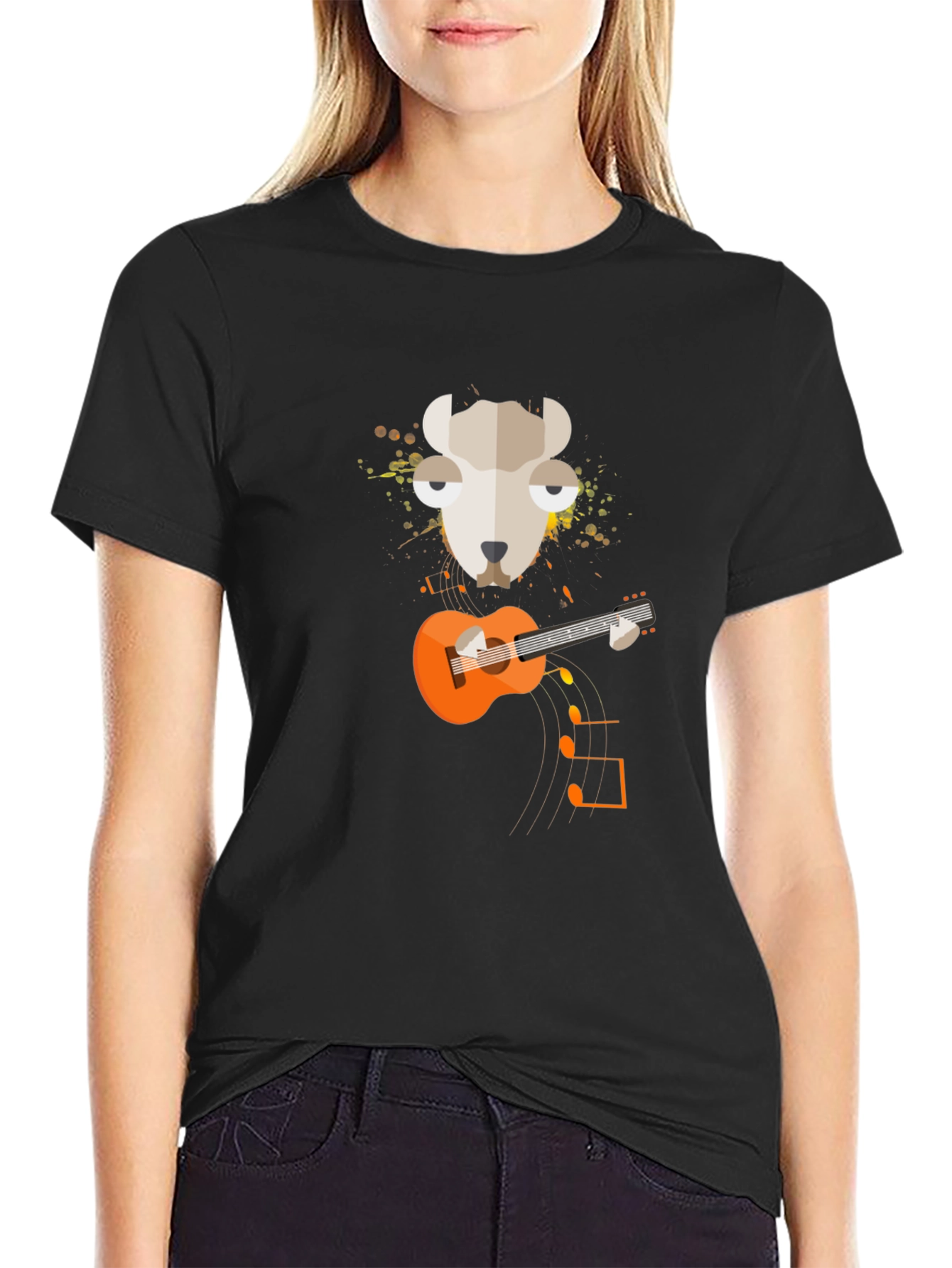 Llama Guitar Graphic Tee - Quirky Musician T-Shirt