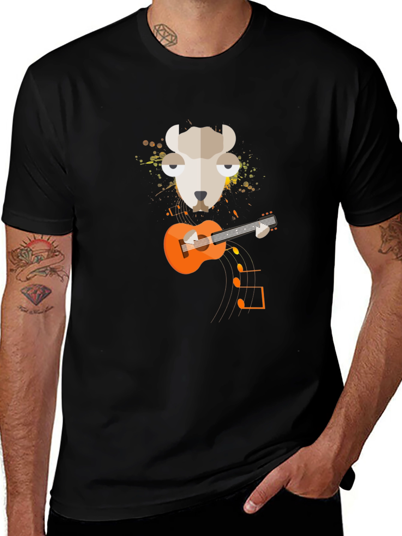 Llama Guitar Graphic Tee - Quirky Musician T-Shirt