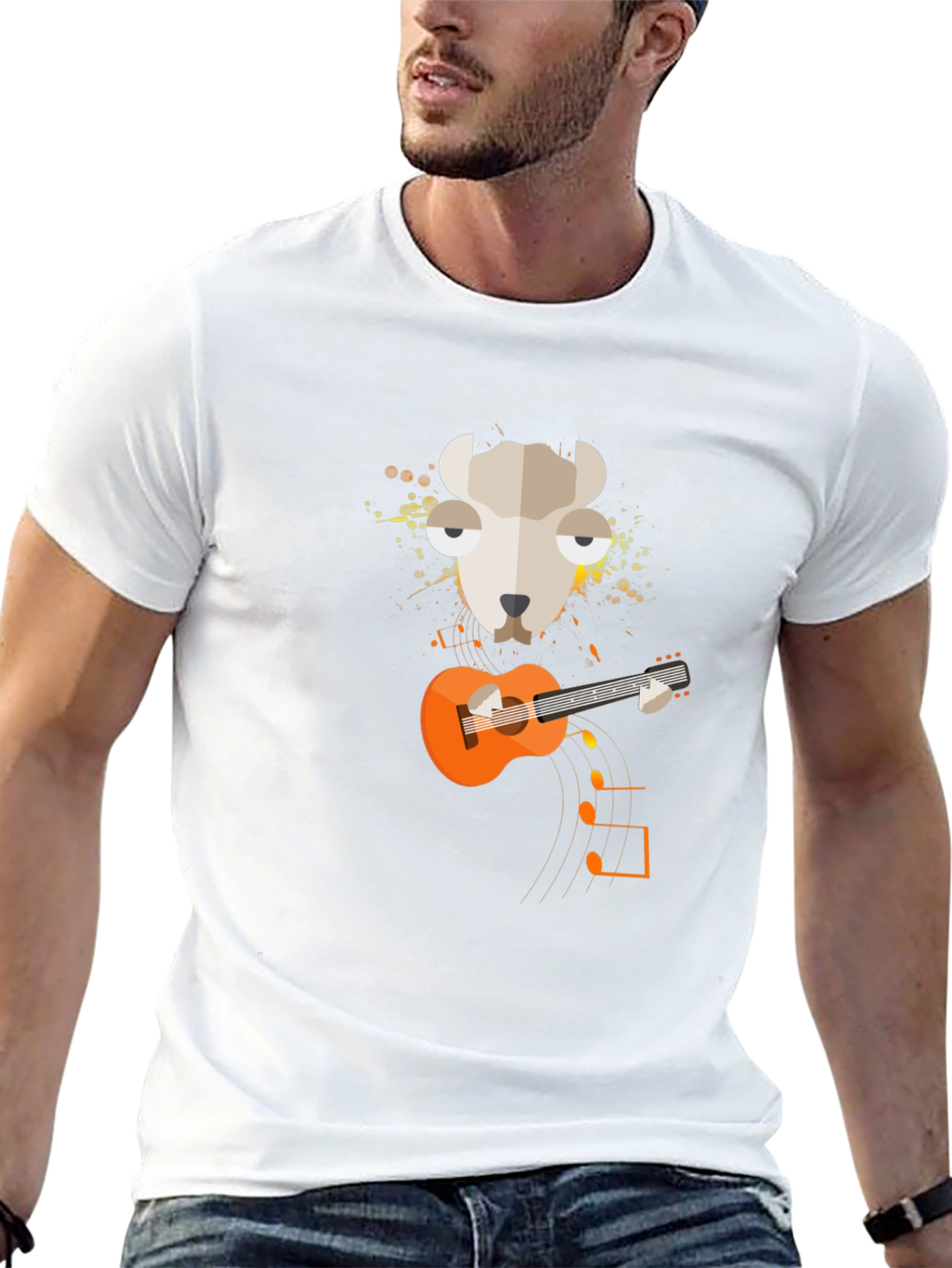 Llama Guitar Graphic Tee - Quirky Musician T-Shirt
