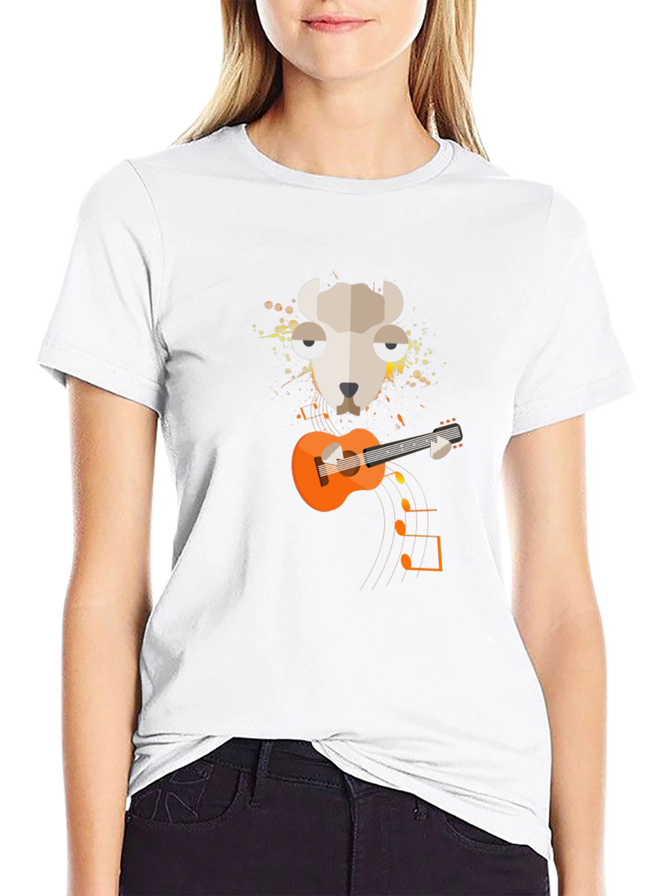 Llama Guitar Graphic Tee - Quirky Musician T-Shirt