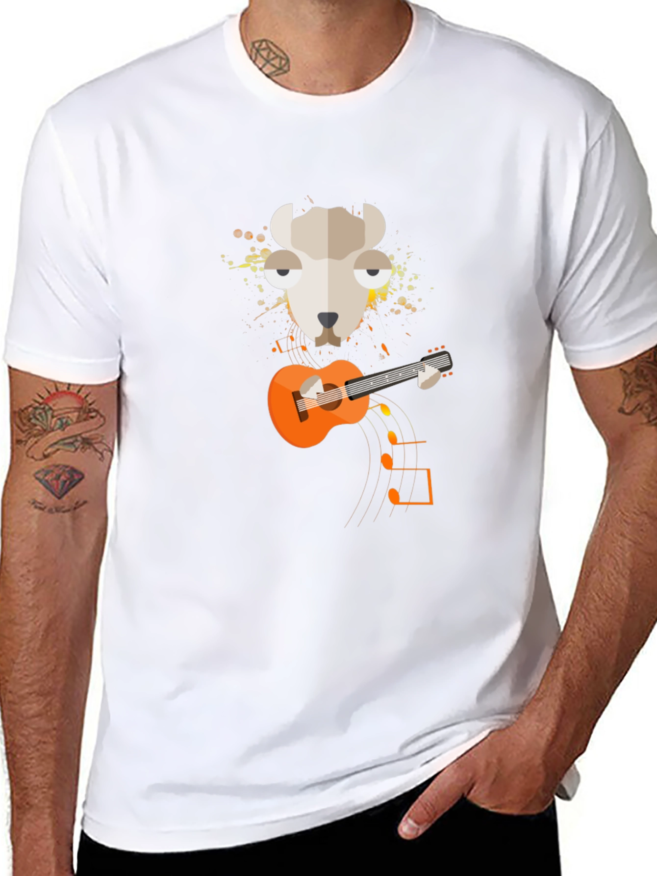Llama Guitar Graphic Tee - Quirky Musician T-Shirt
