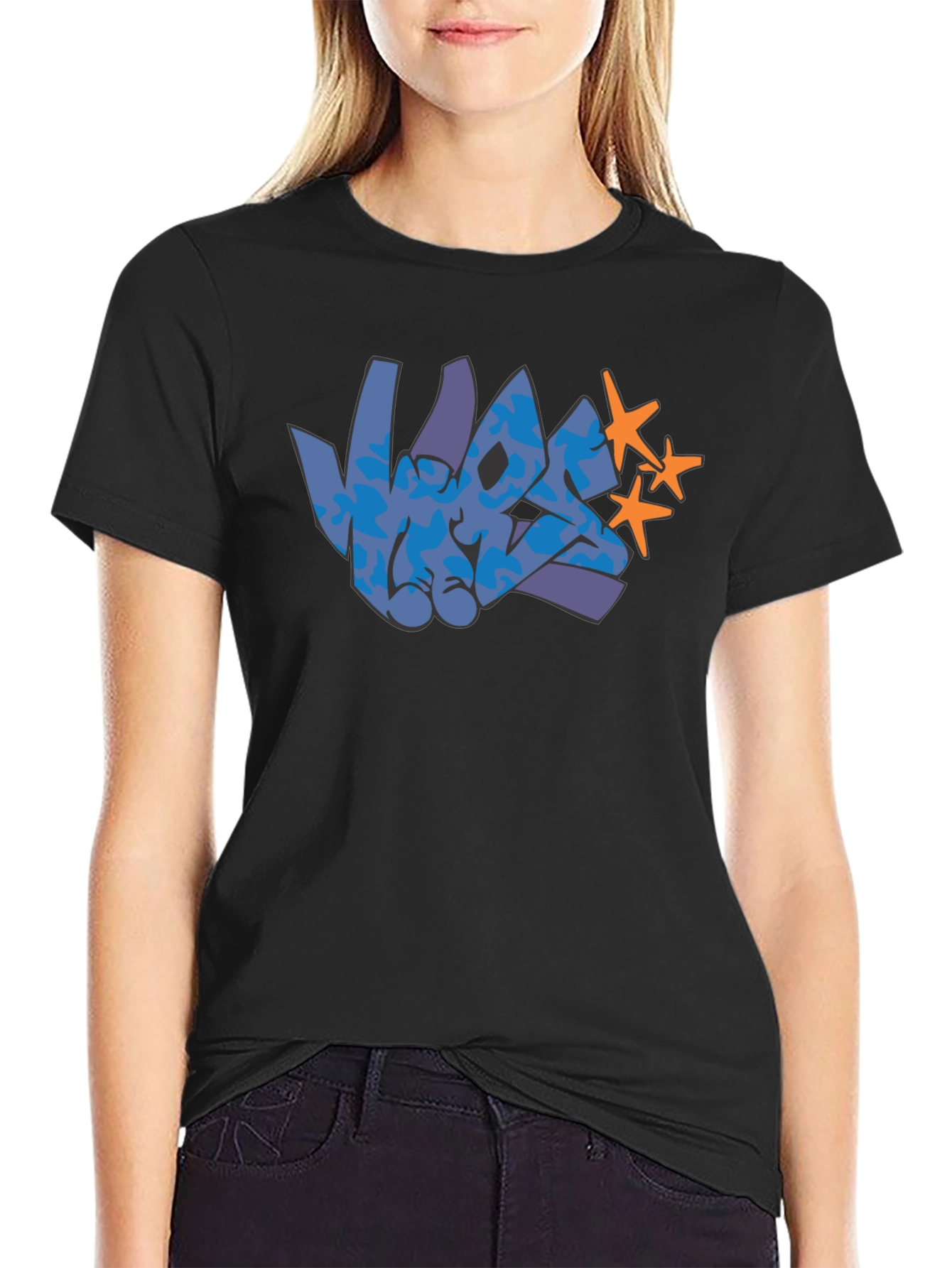 Graffiti Graphic Print Black T-Shirt