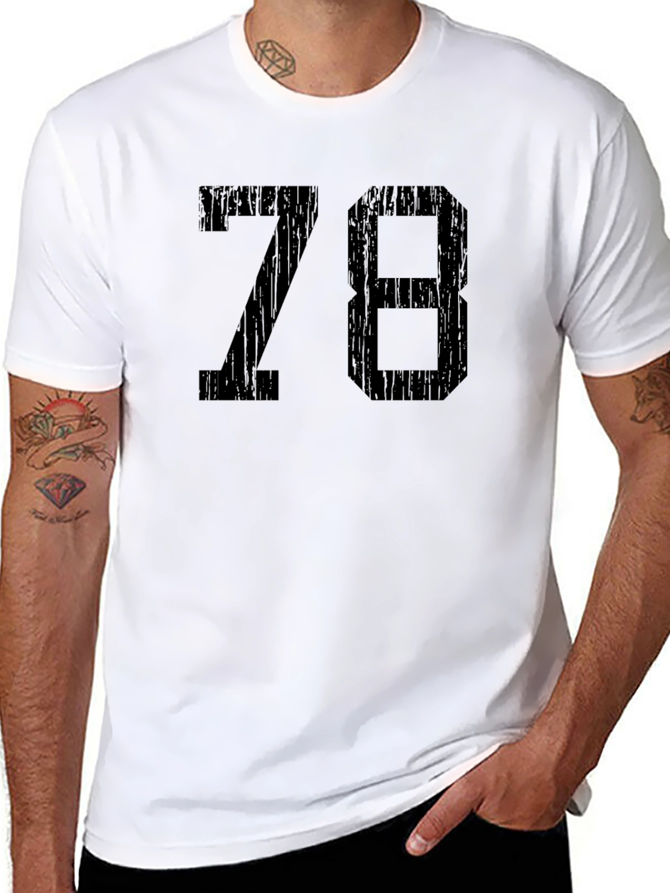 Retro Style 78 Graphic T-Shirt - Black