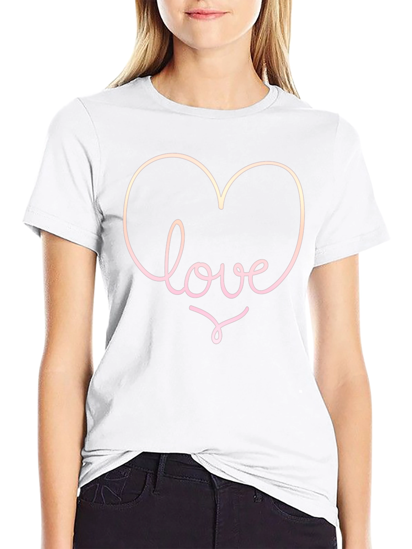 Love Heart Graphic Tee - Black Casual T-Shirt