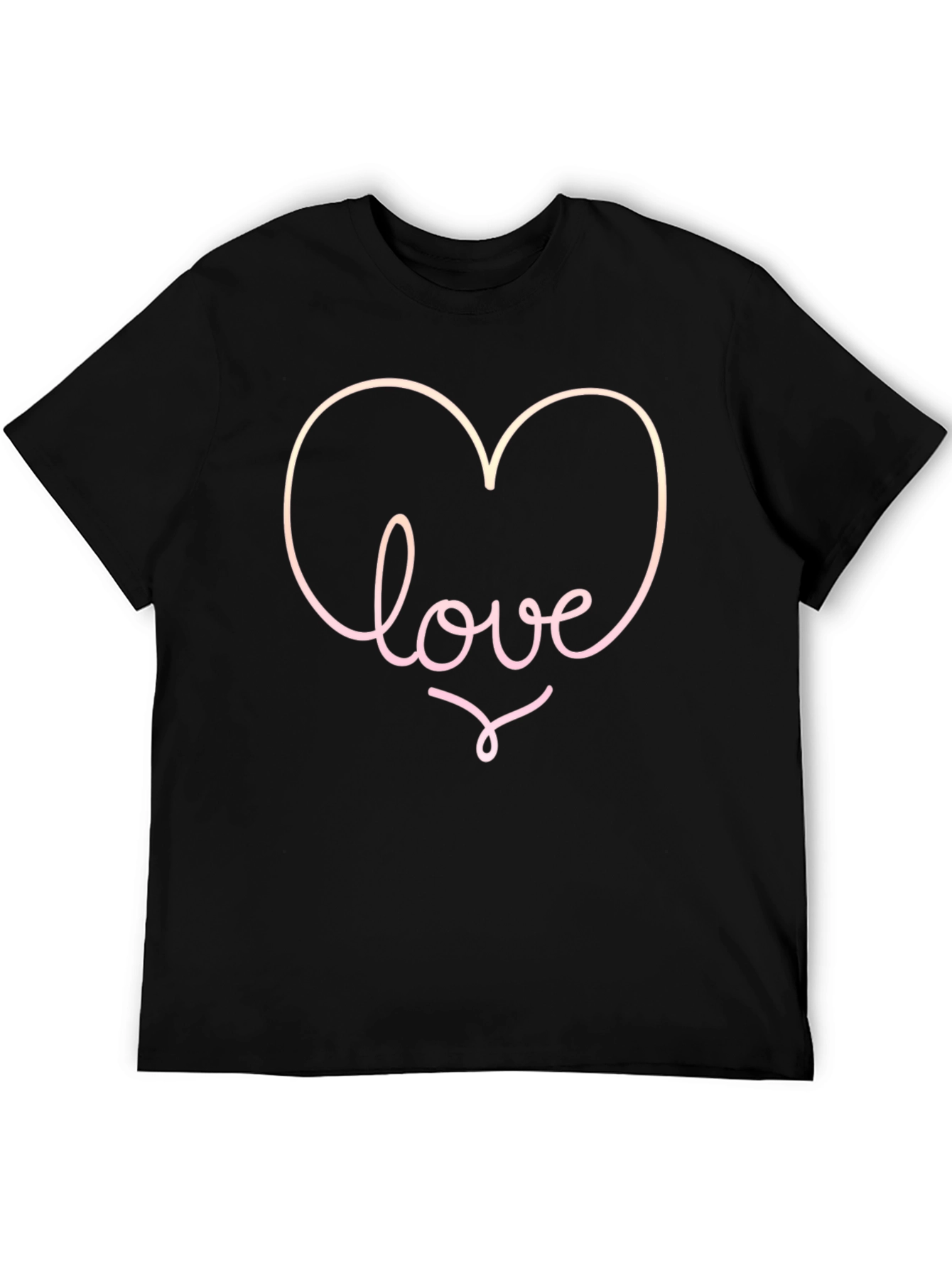 Love Heart Graphic Tee - Black Casual T-Shirt