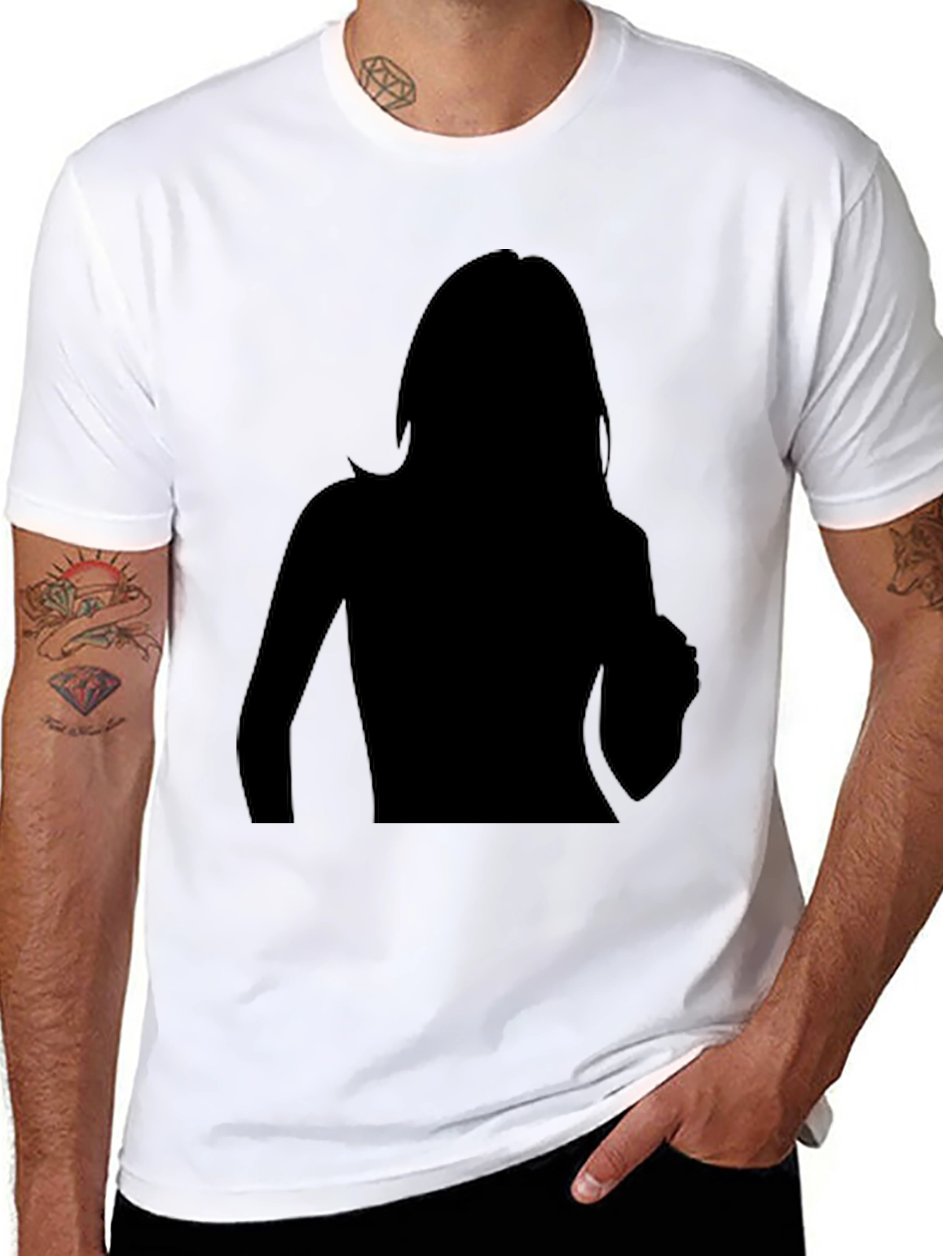 Black T-Shirt with Silhouette Print