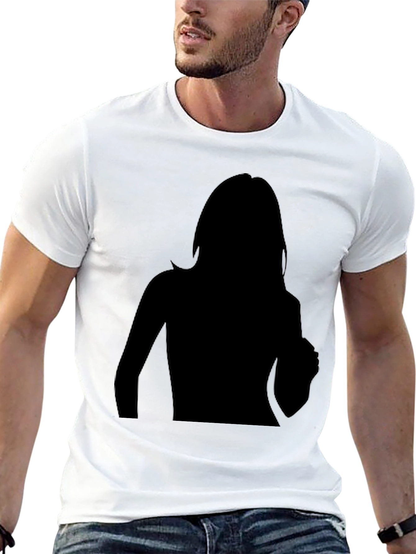 Black T-Shirt with Silhouette Print