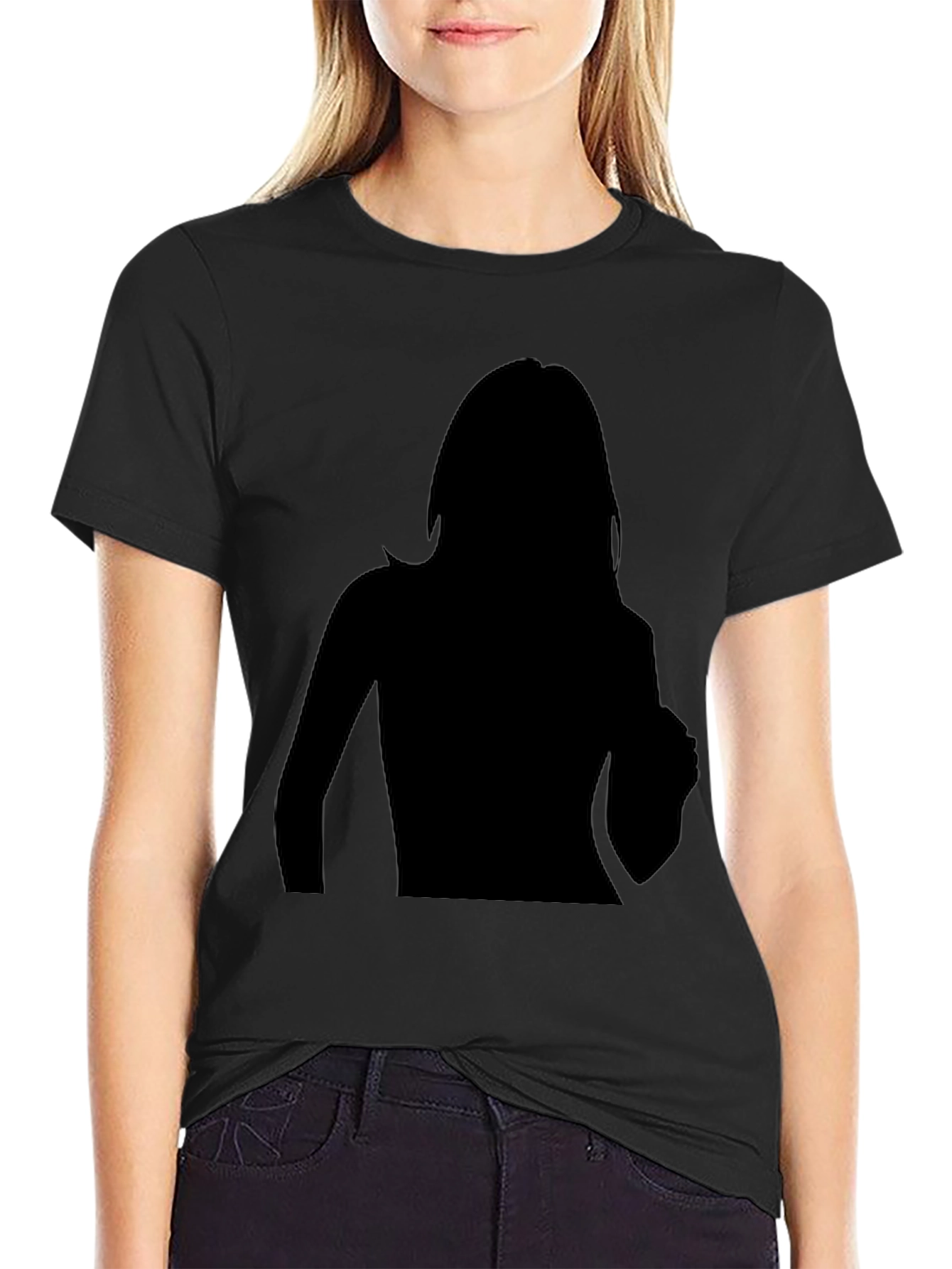 Black T-Shirt with Silhouette Print