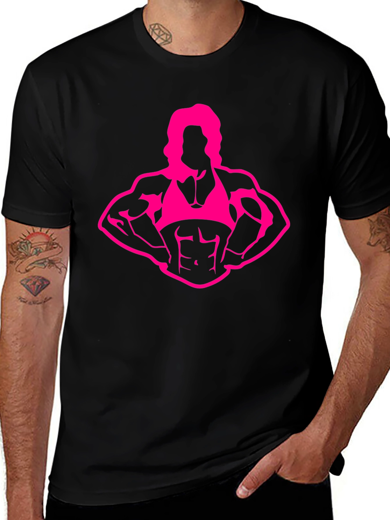 Muscle Woman Graphic Tee - Bodybuilder Print
