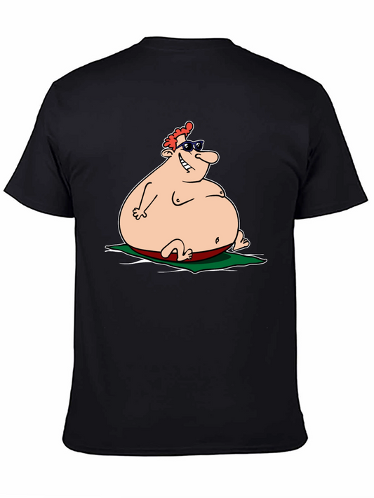 Humorous Cartoon Beach Bod T-Shirt - Black