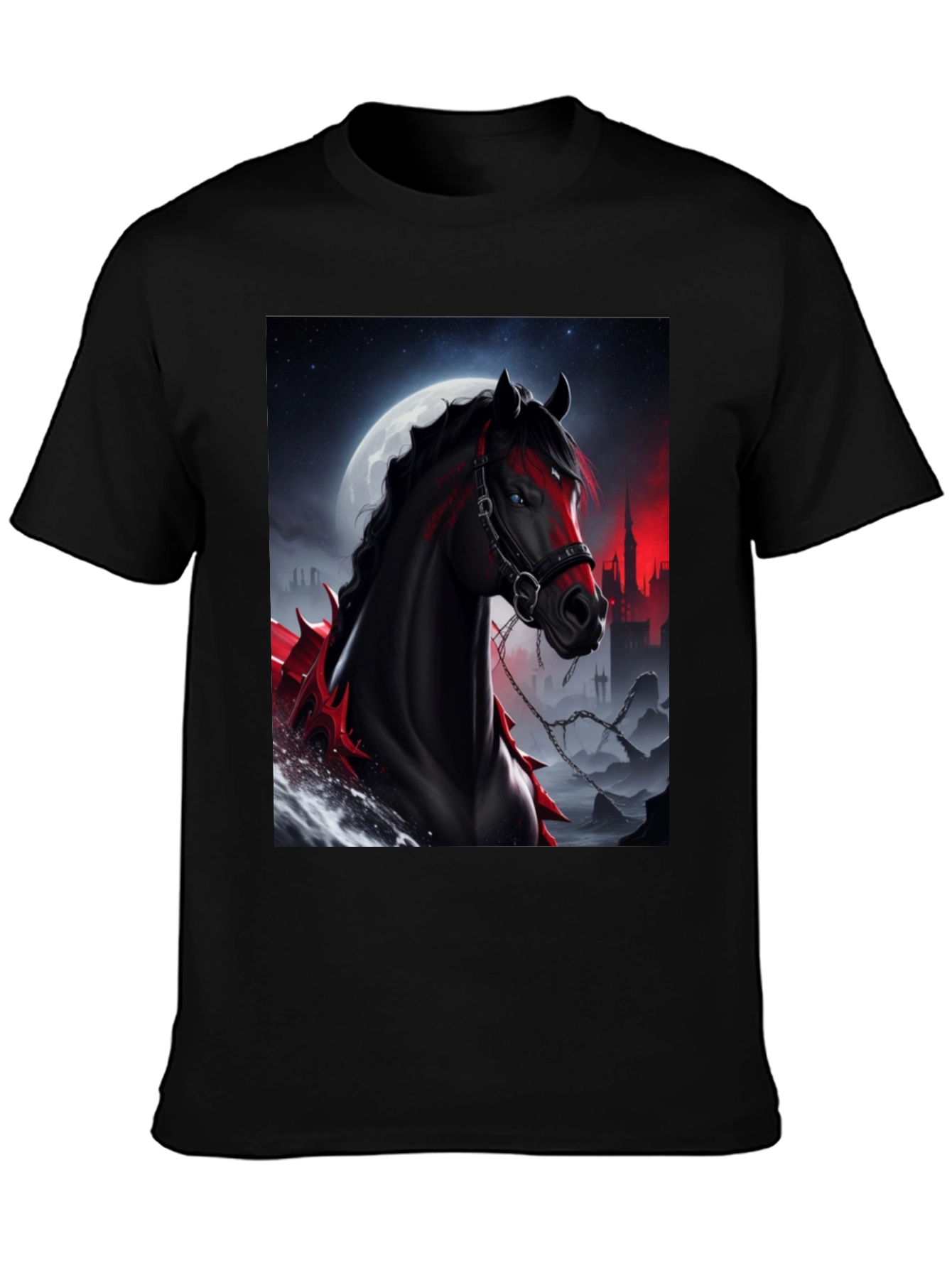 Horse Graphic Tee - Dark Fantasy Style