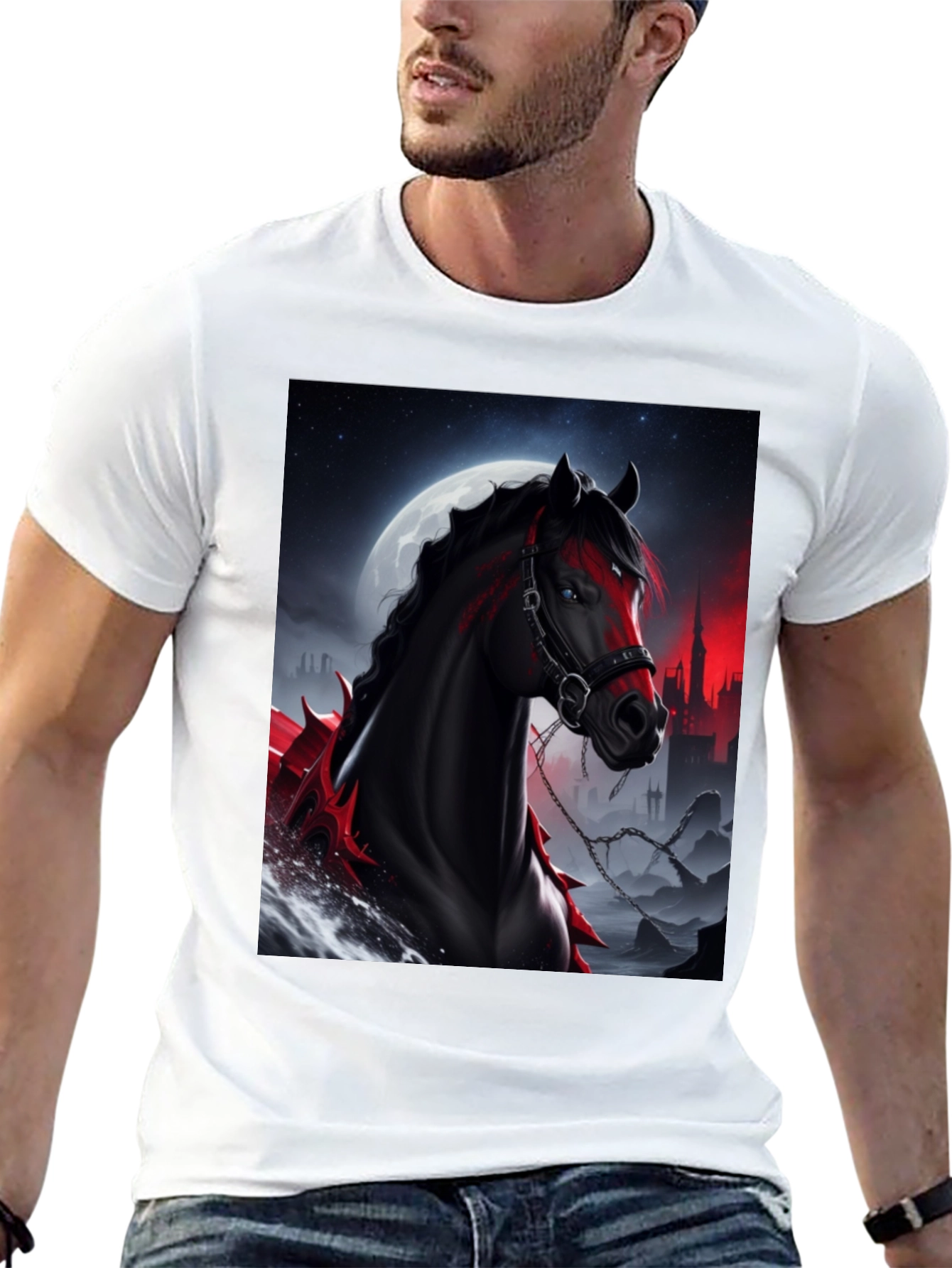 Horse Graphic Tee - Dark Fantasy Style