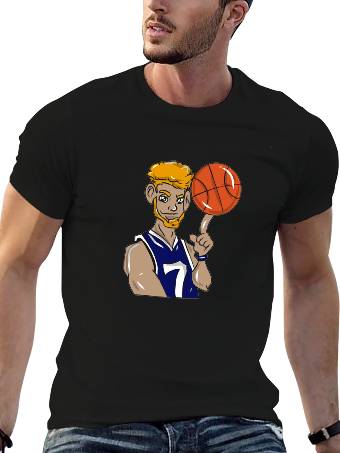 Cartoon Basketball Player Graphic Tee