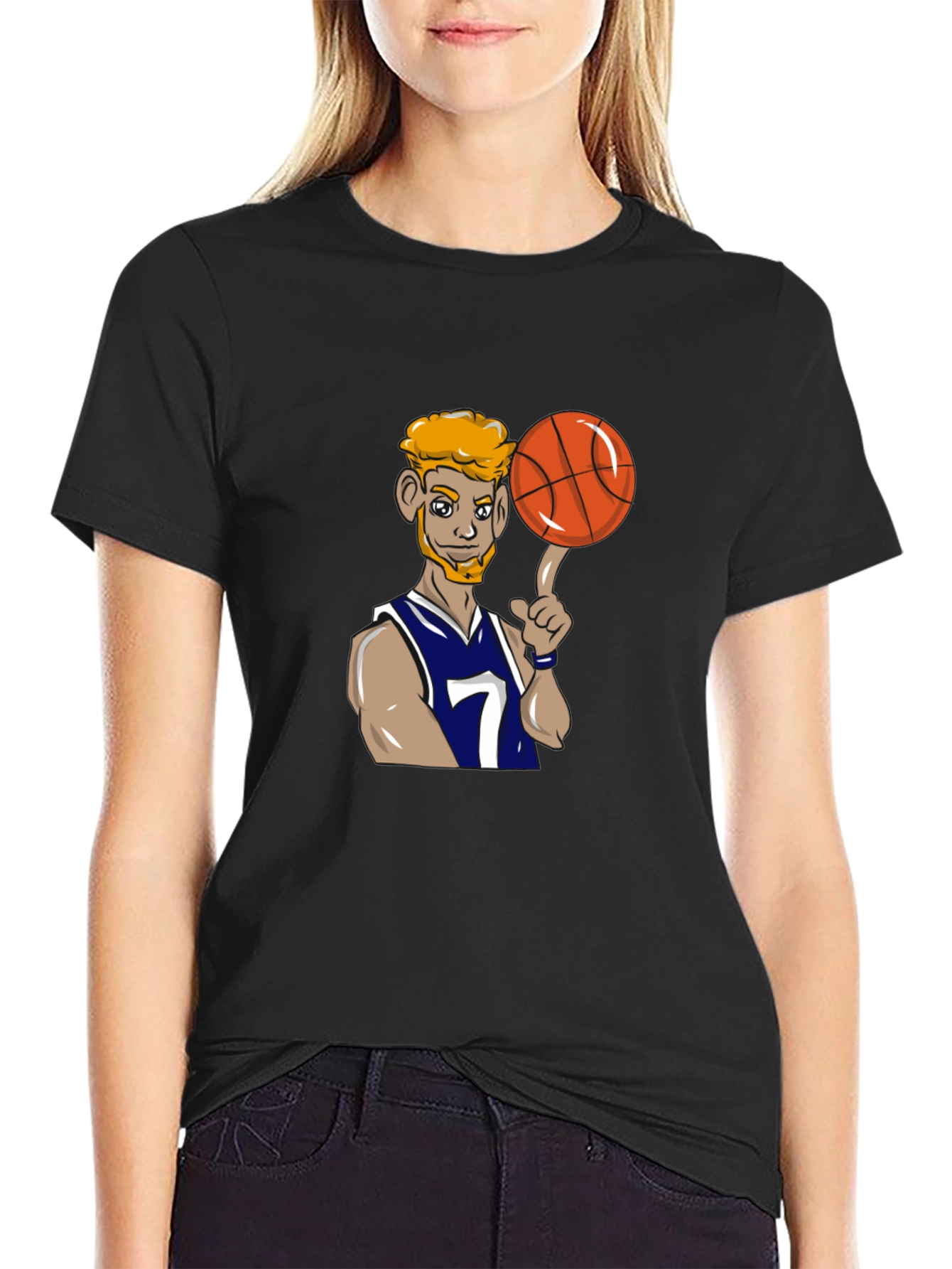 Cartoon Basketball Player Graphic Tee