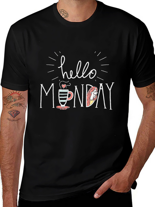 Hello Monday T-Shirt - Cute Coffee Cup Graphic Tee