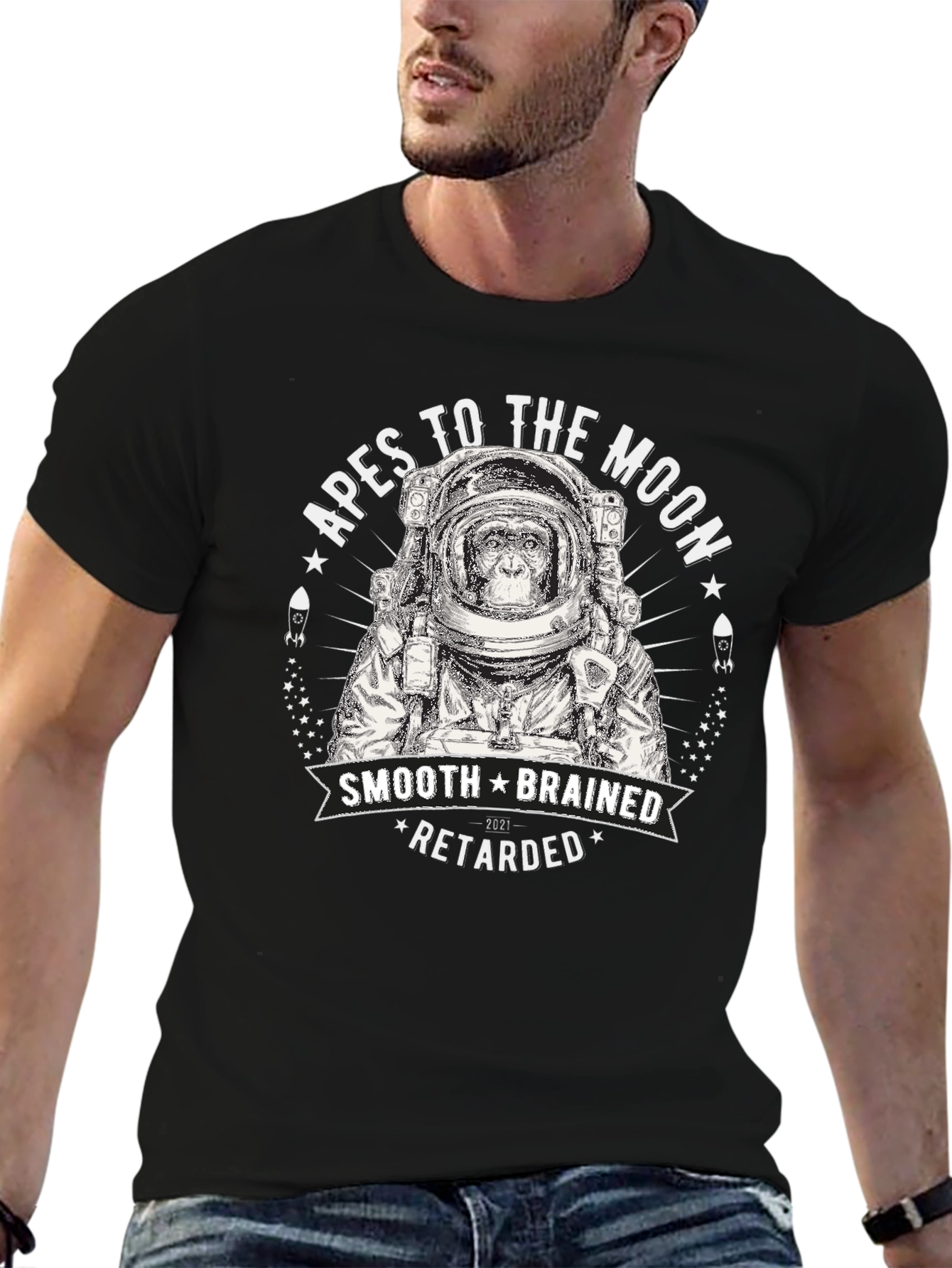 Apes to the Moon T-Shirt - Smooth Brain Edition