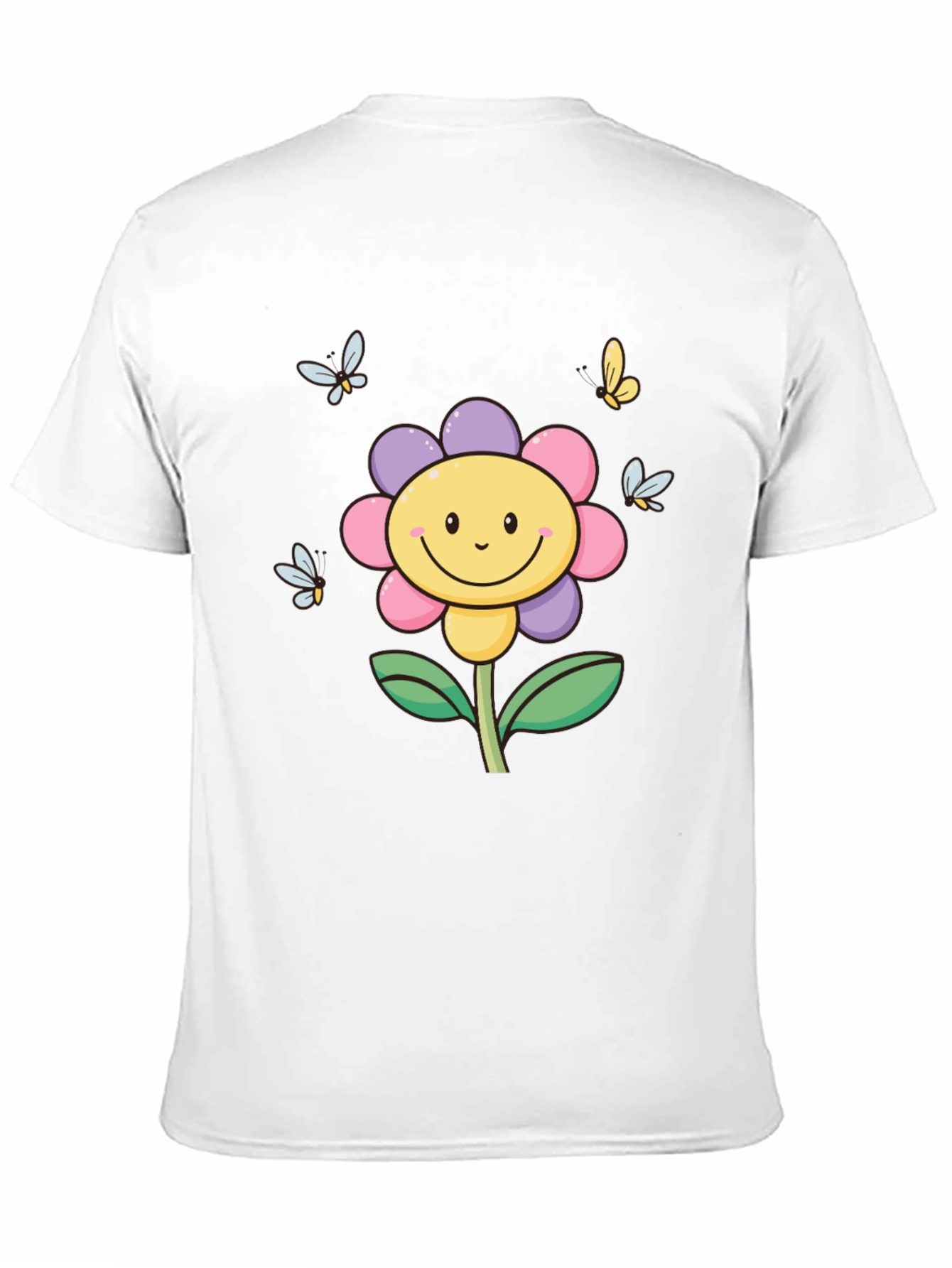 Happy Flower Graphic Tee - Black T-Shirt