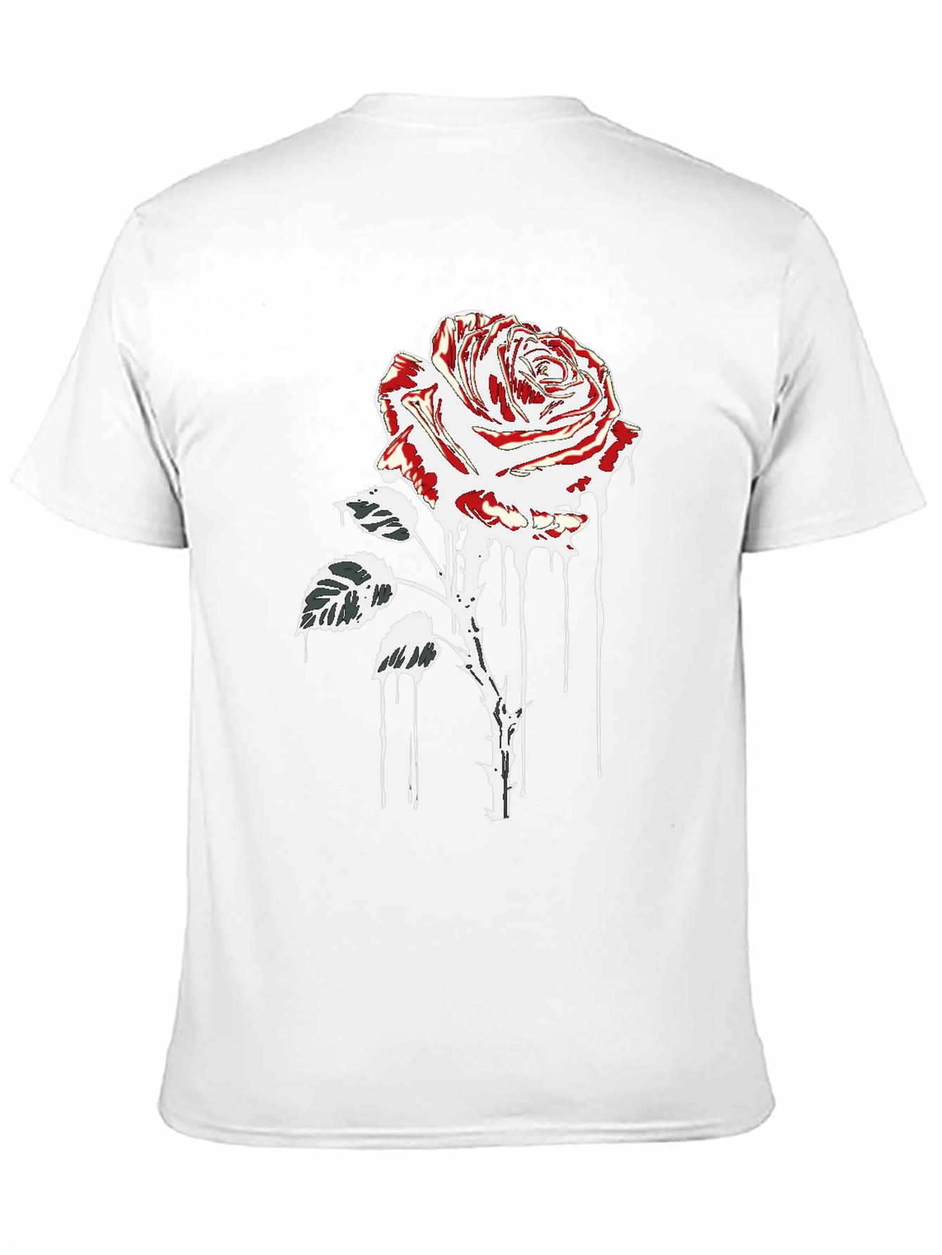 Rose Drip Graphic Tee - Black Cotton T-Shirt