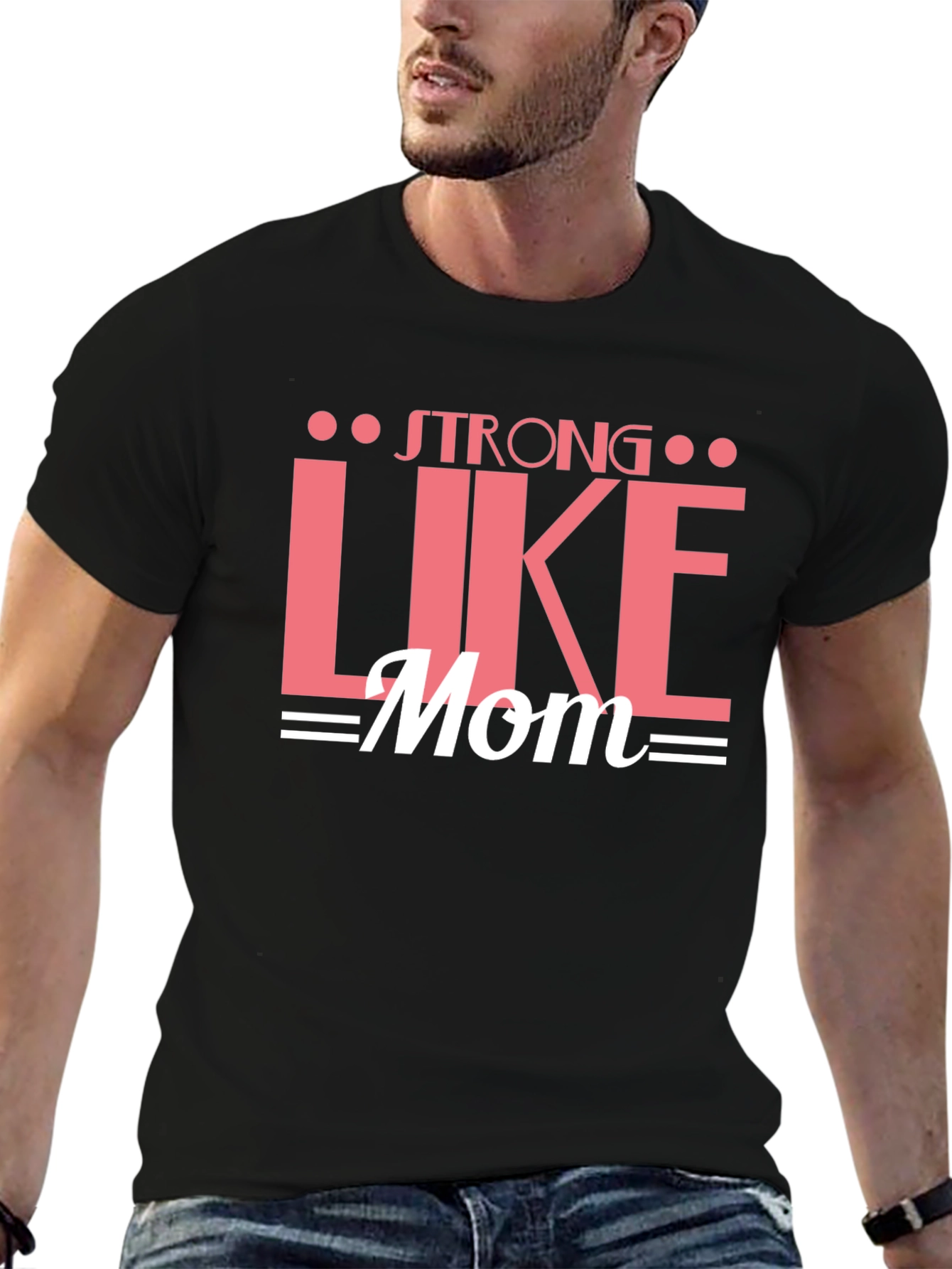Strong Like Mom Graphic Tee - Black Cotton T-Shirt