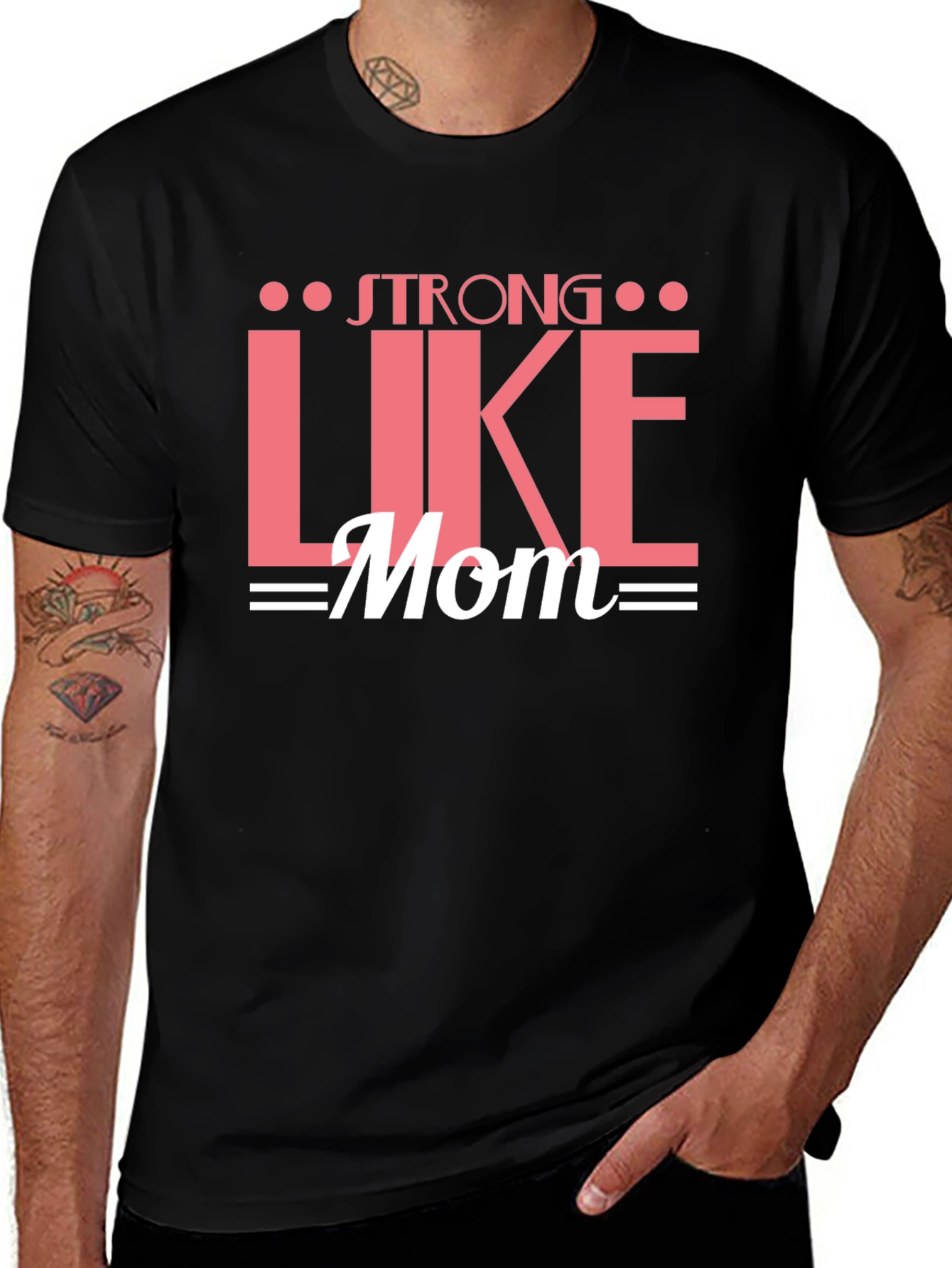 Strong Like Mom Graphic Tee - Black Cotton T-Shirt