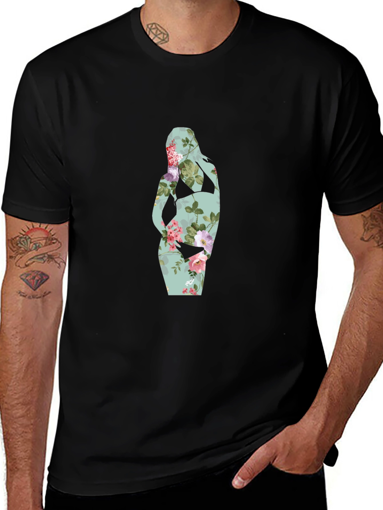 Floral Silhouette Maternity T-Shirt