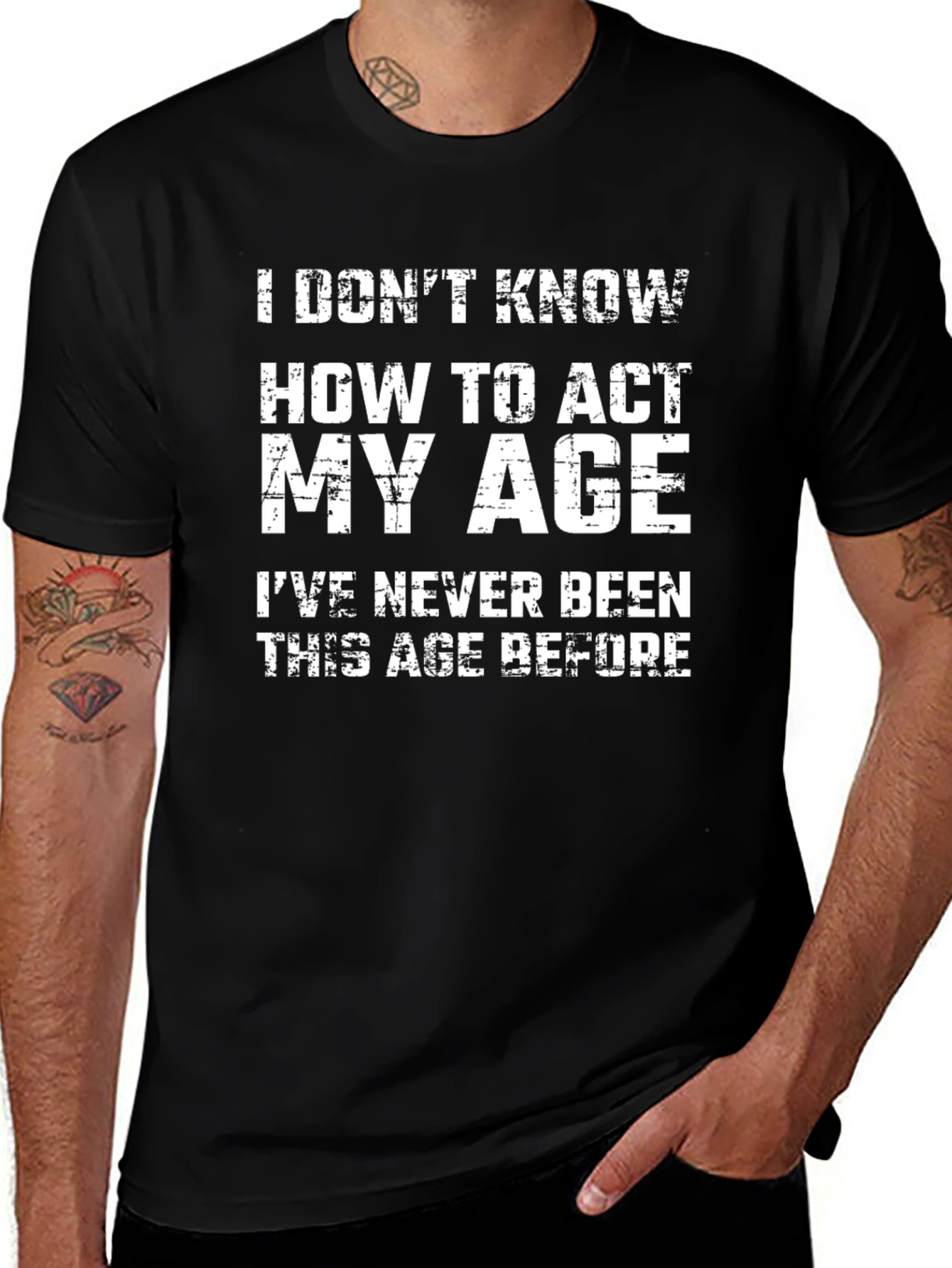 Funny Act My Age Black Graphic T-Shirt