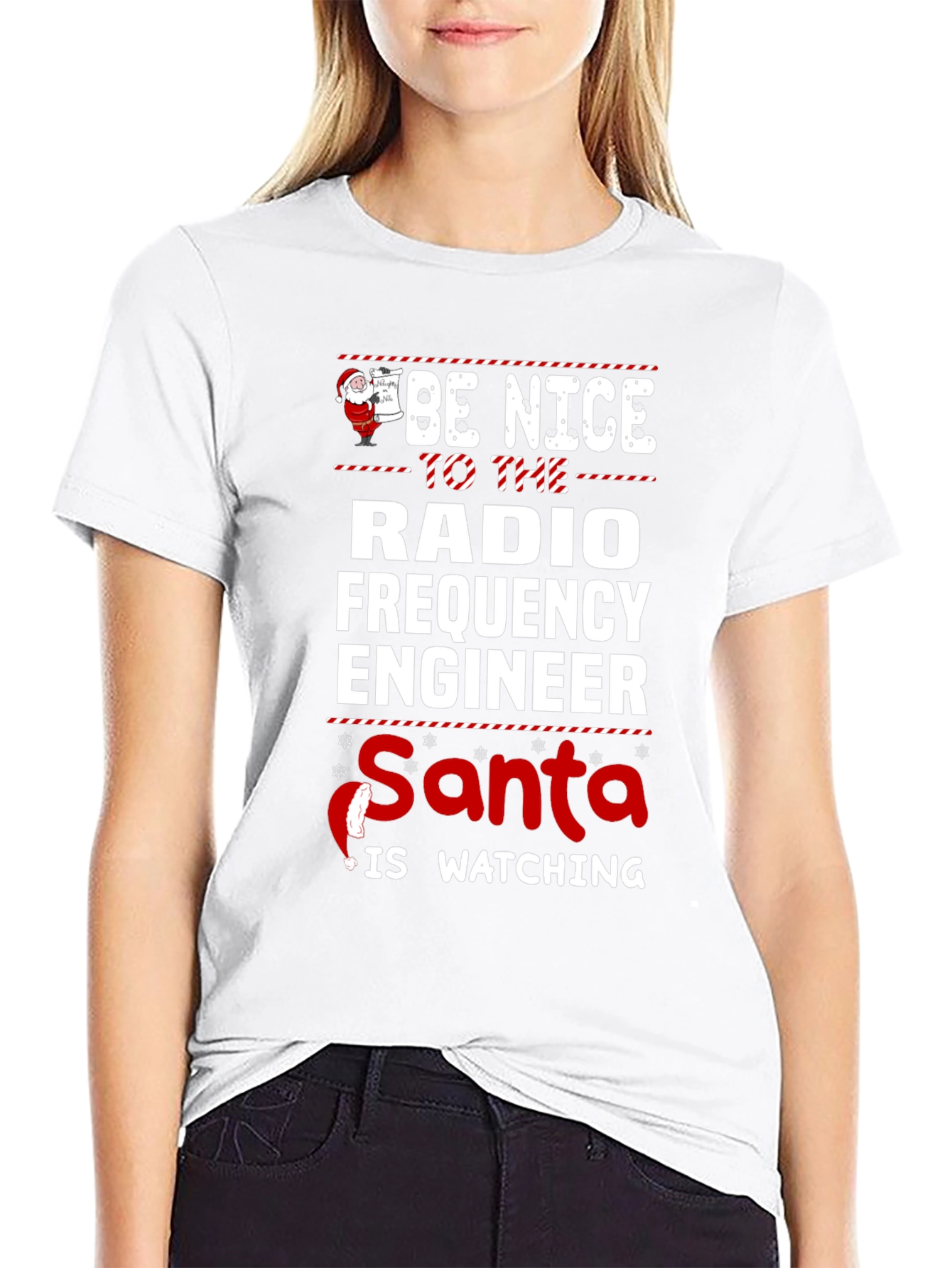 Funny Radio Frequency Engineer Santa Watching T-Shirt