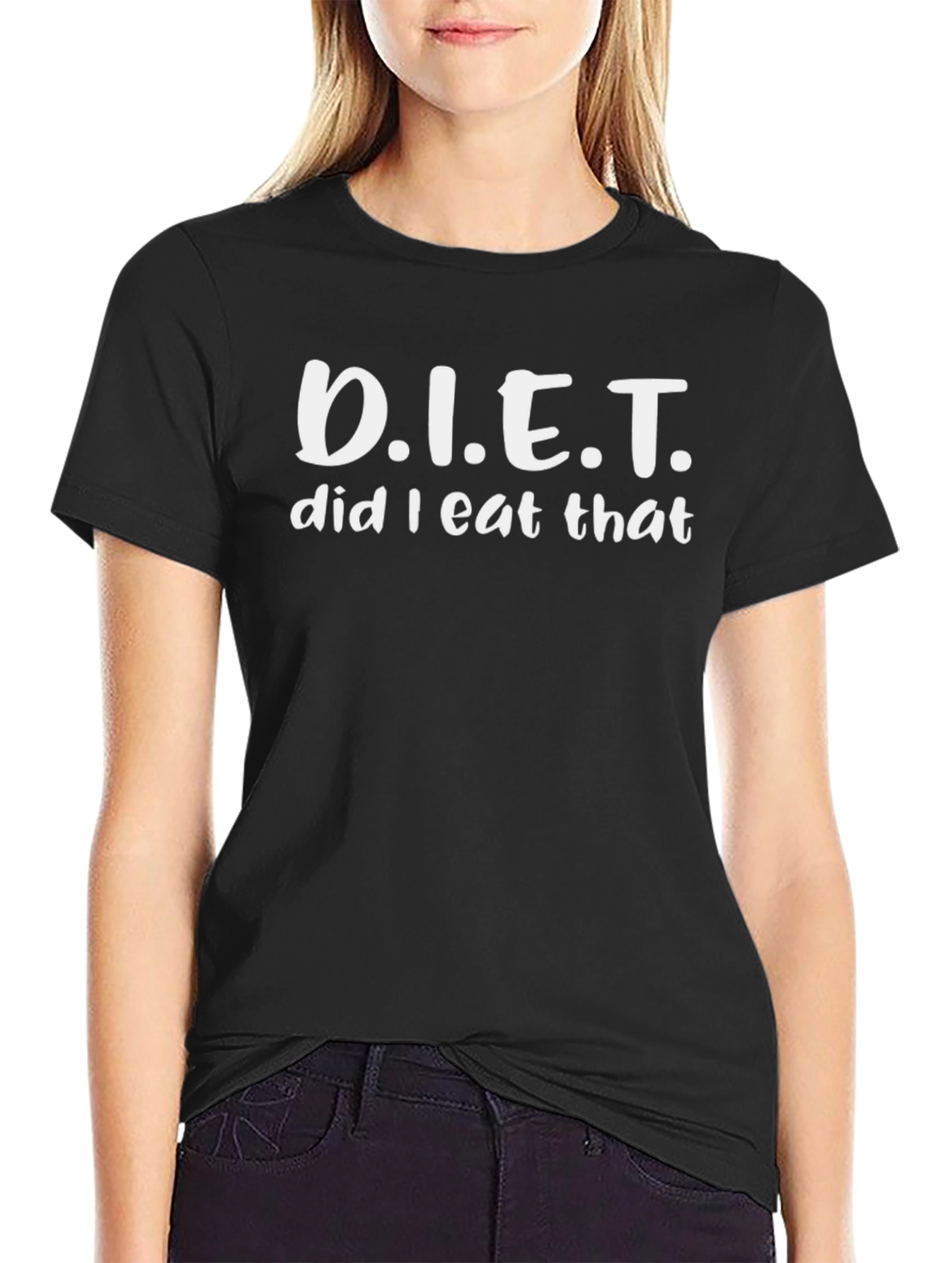 Funny DIET Did I Eat That Black Graphic T-Shirt