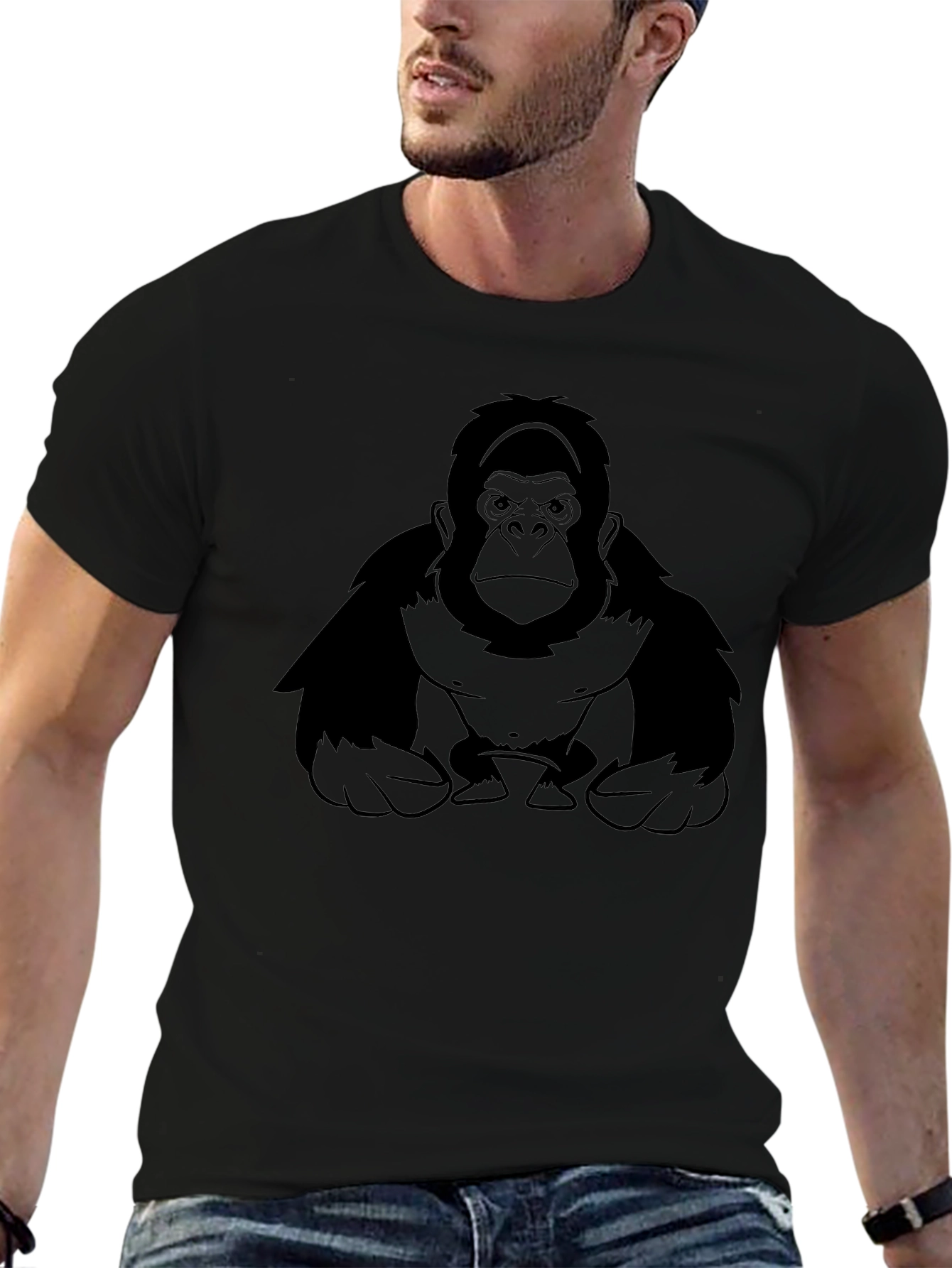 Gorilla Graphic Print Black T-Shirt