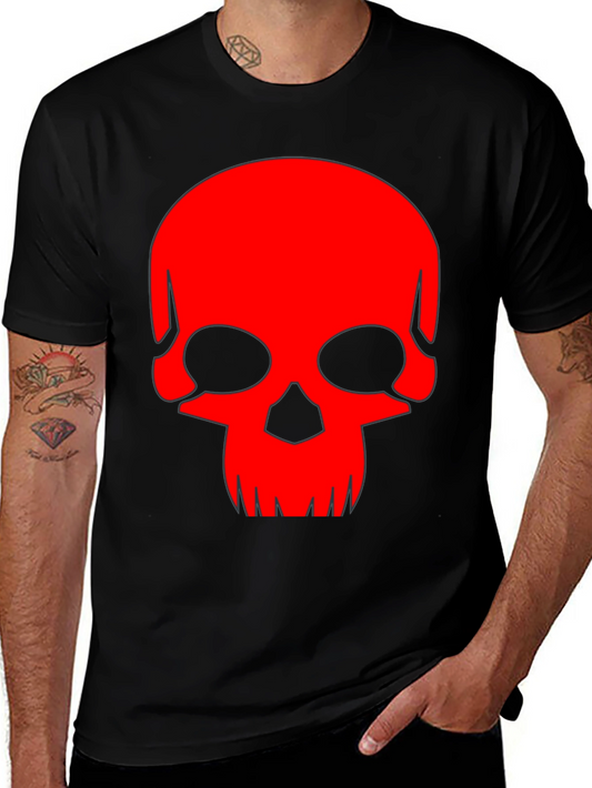 Skull Graphic Tee - Bold Red Design