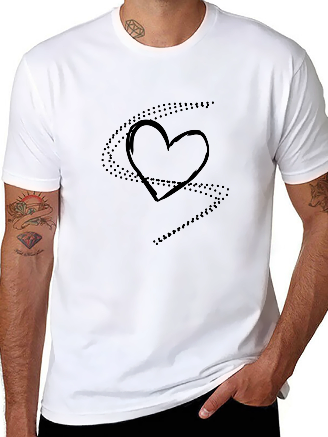Heart Trail Black T-Shirt - Express Your Love!