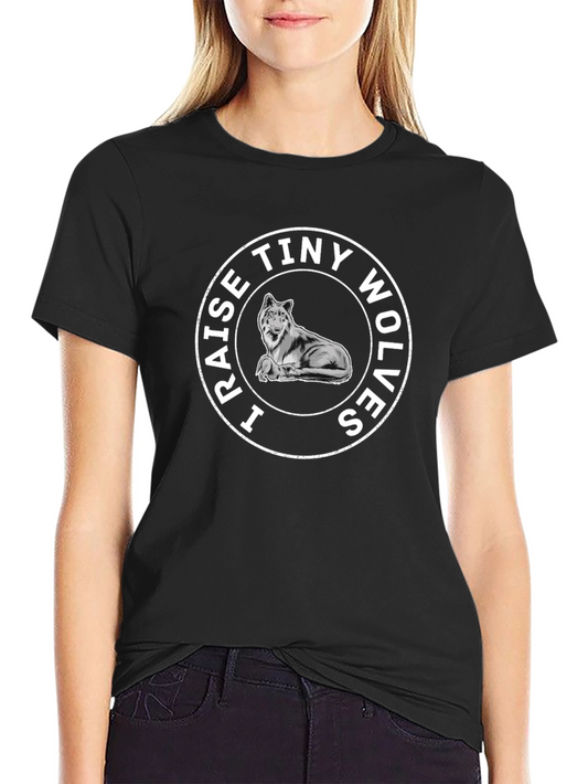 I Raise Tiny Wolves Graphic T-Shirt - Black