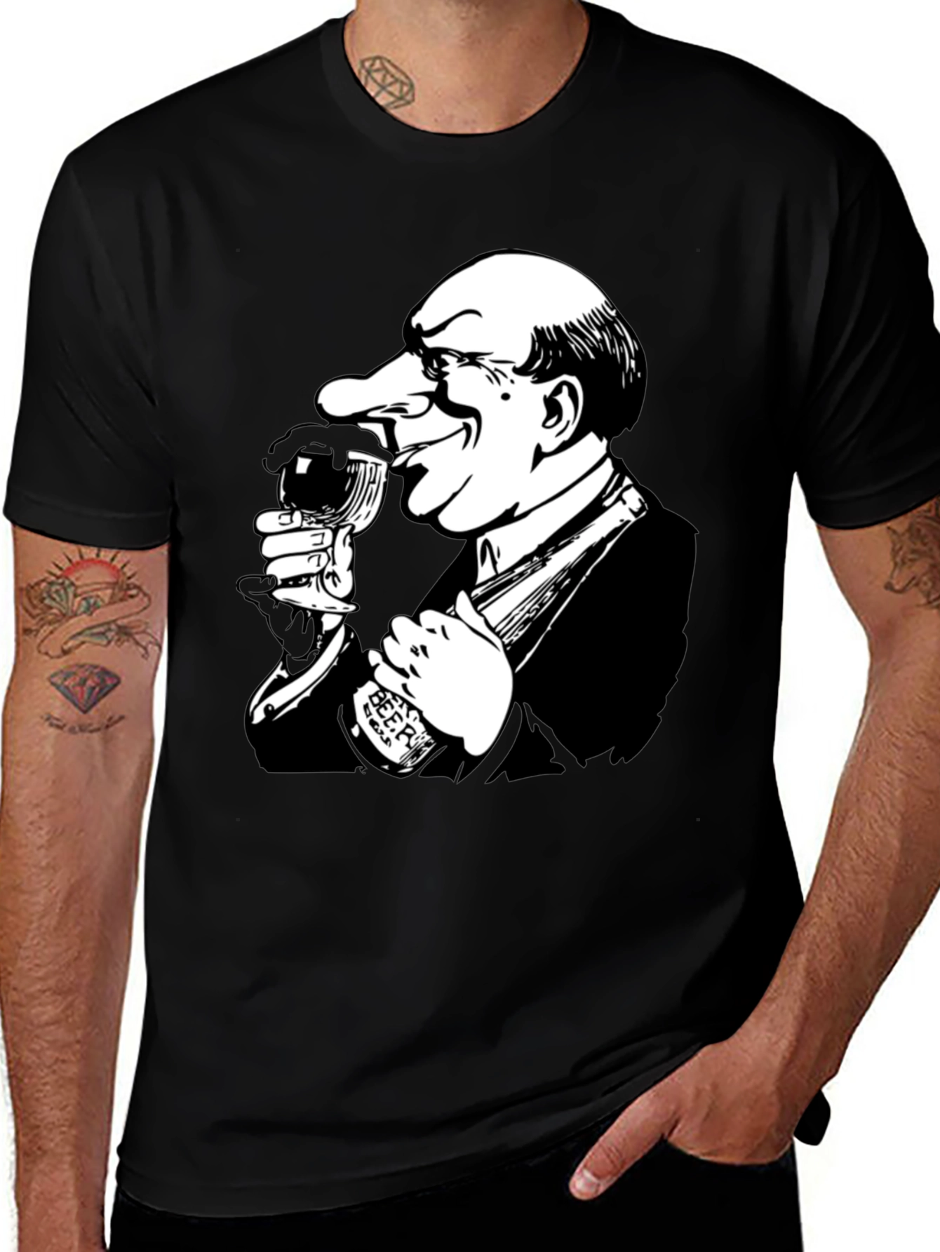 Drinking Cartoon Graphic T-Shirt