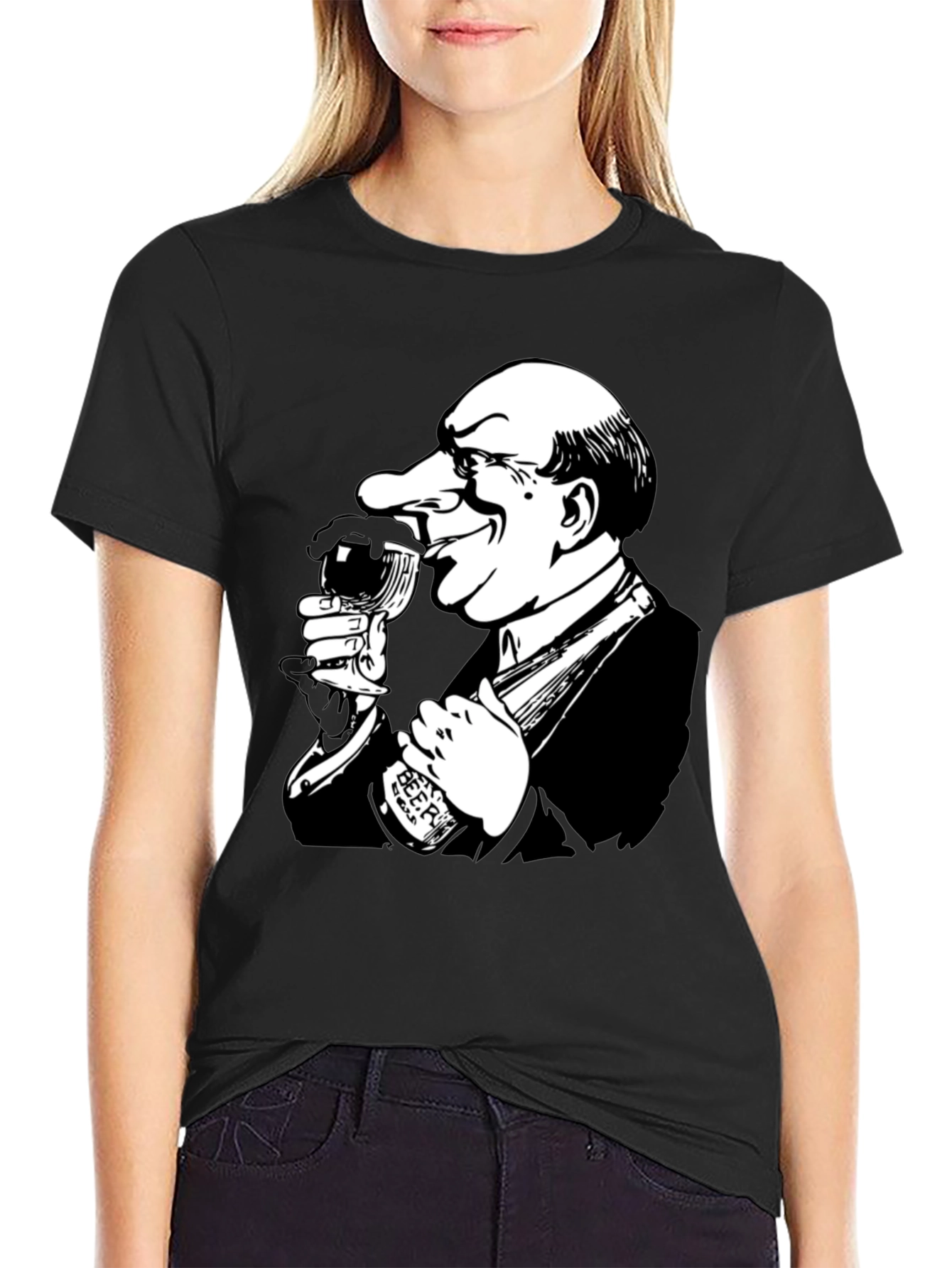 Drinking Cartoon Graphic T-Shirt