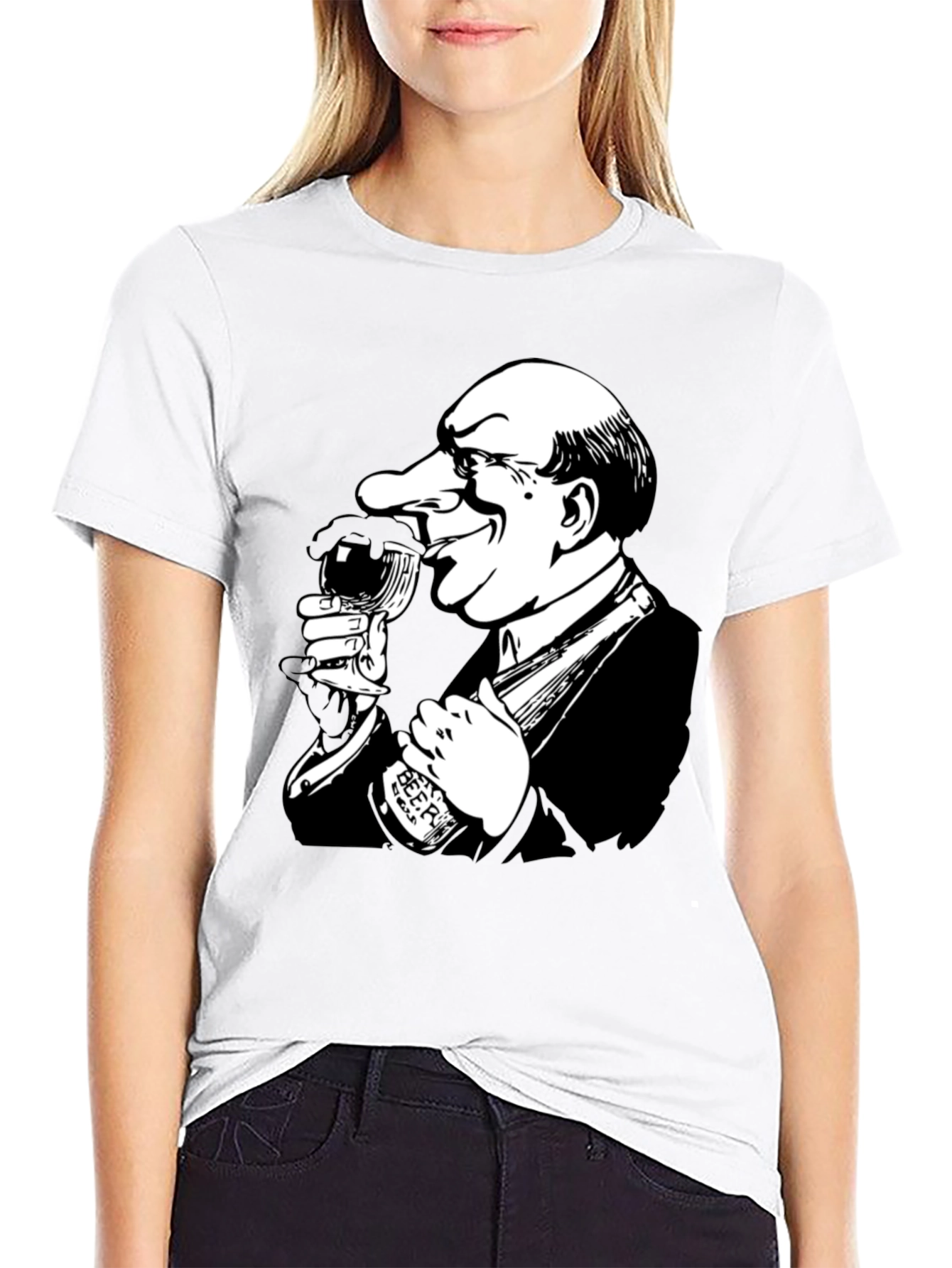 Drinking Cartoon Graphic T-Shirt