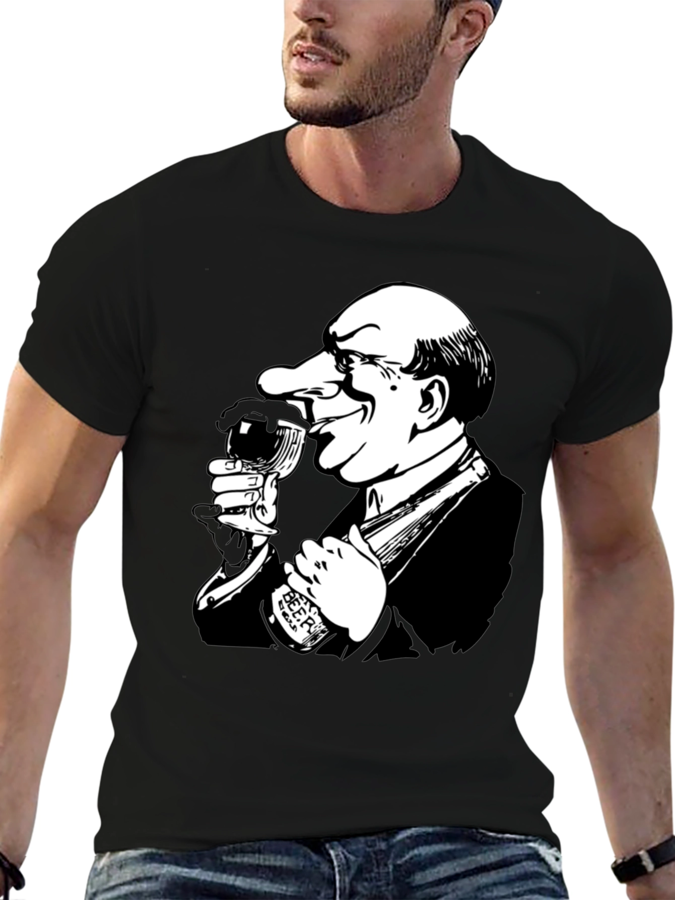 Drinking Cartoon Graphic T-Shirt