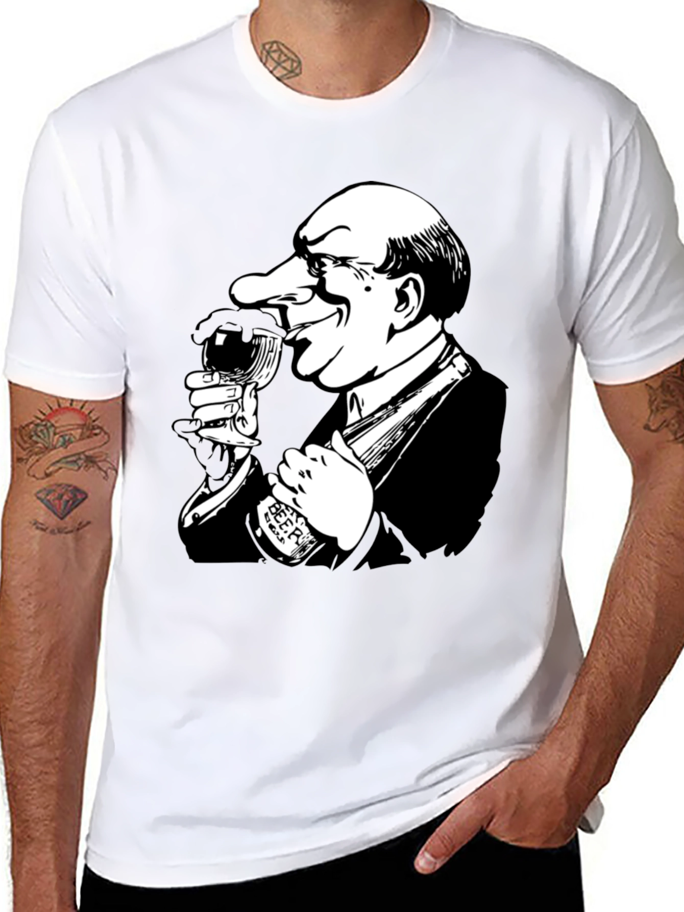 Drinking Cartoon Graphic T-Shirt