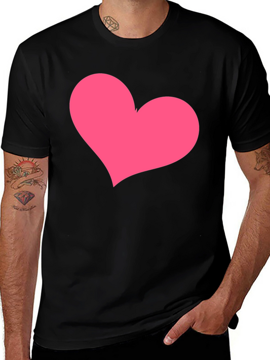 Black T-Shirt with Pink Heart Graphic